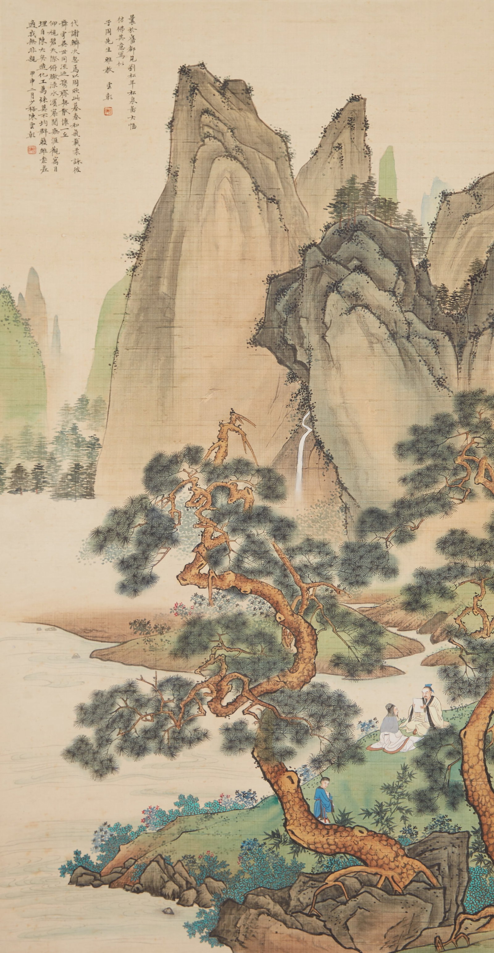A LANDSCAPE AND FIGURE PAINTING ON SILK IN THE STYLE OF LIU SONGNIAN BY CHEN SHAOMEI.陳少 (1 of 10)