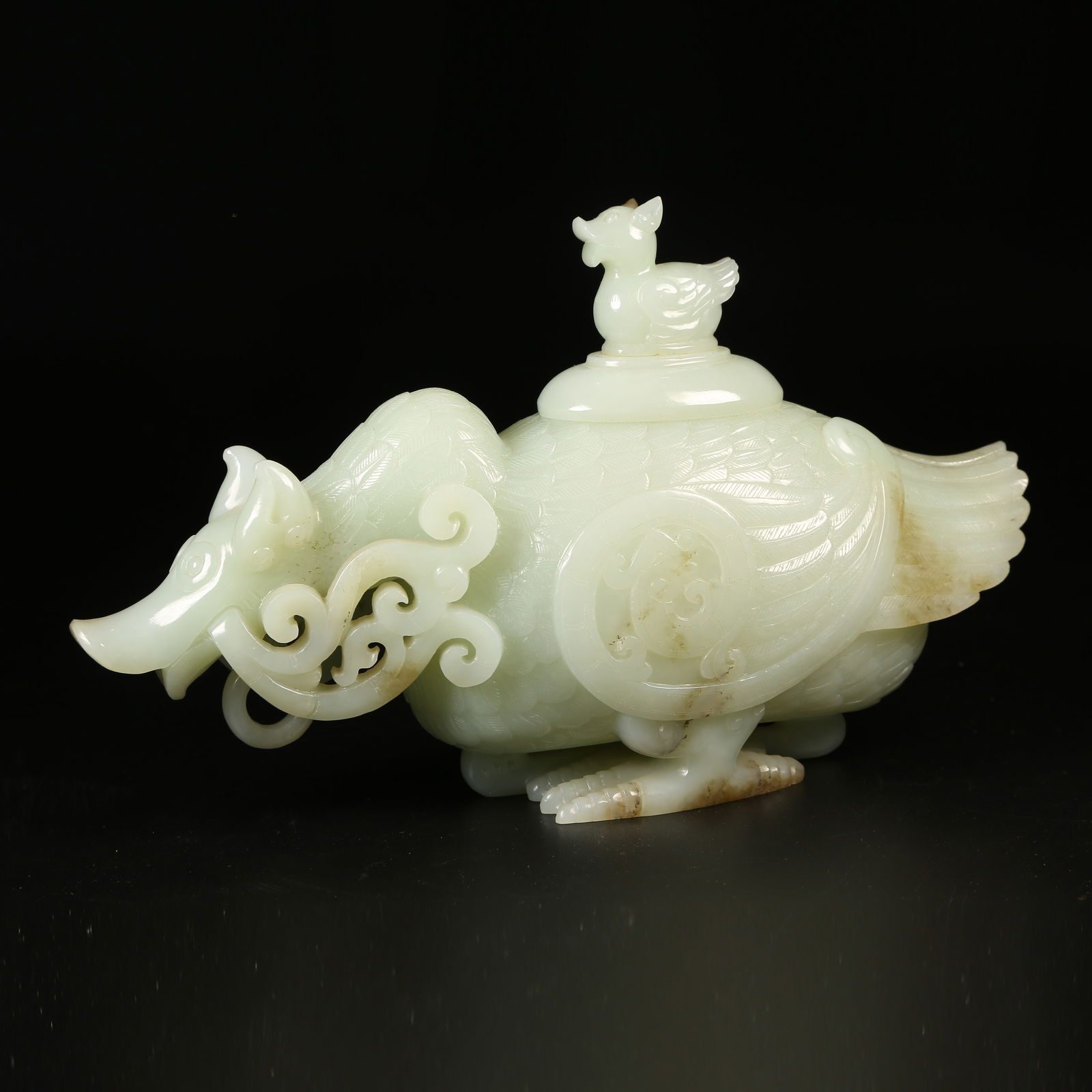 A ARCHAIC JADE CENSER WITH AUSPICIOUS BEAST MOTIF (1 of 9)