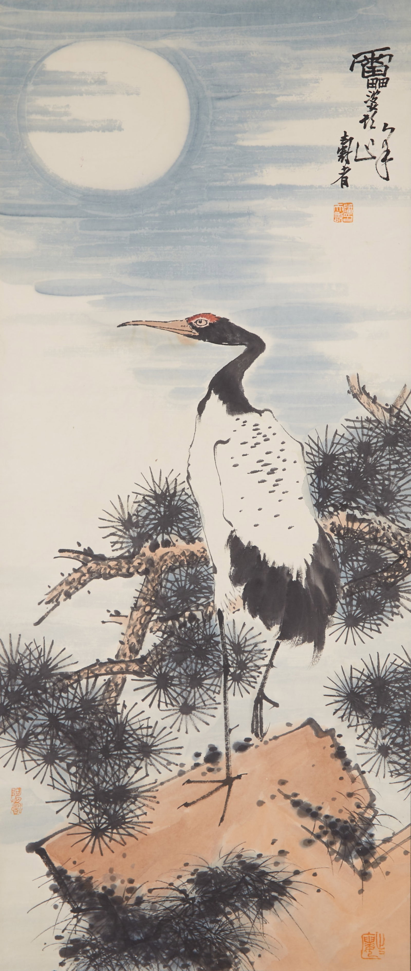A "PINES AND CRANES", PAINTING ON PAPER BY PAN TIANSHOU.潘天壽 (1 of 7)