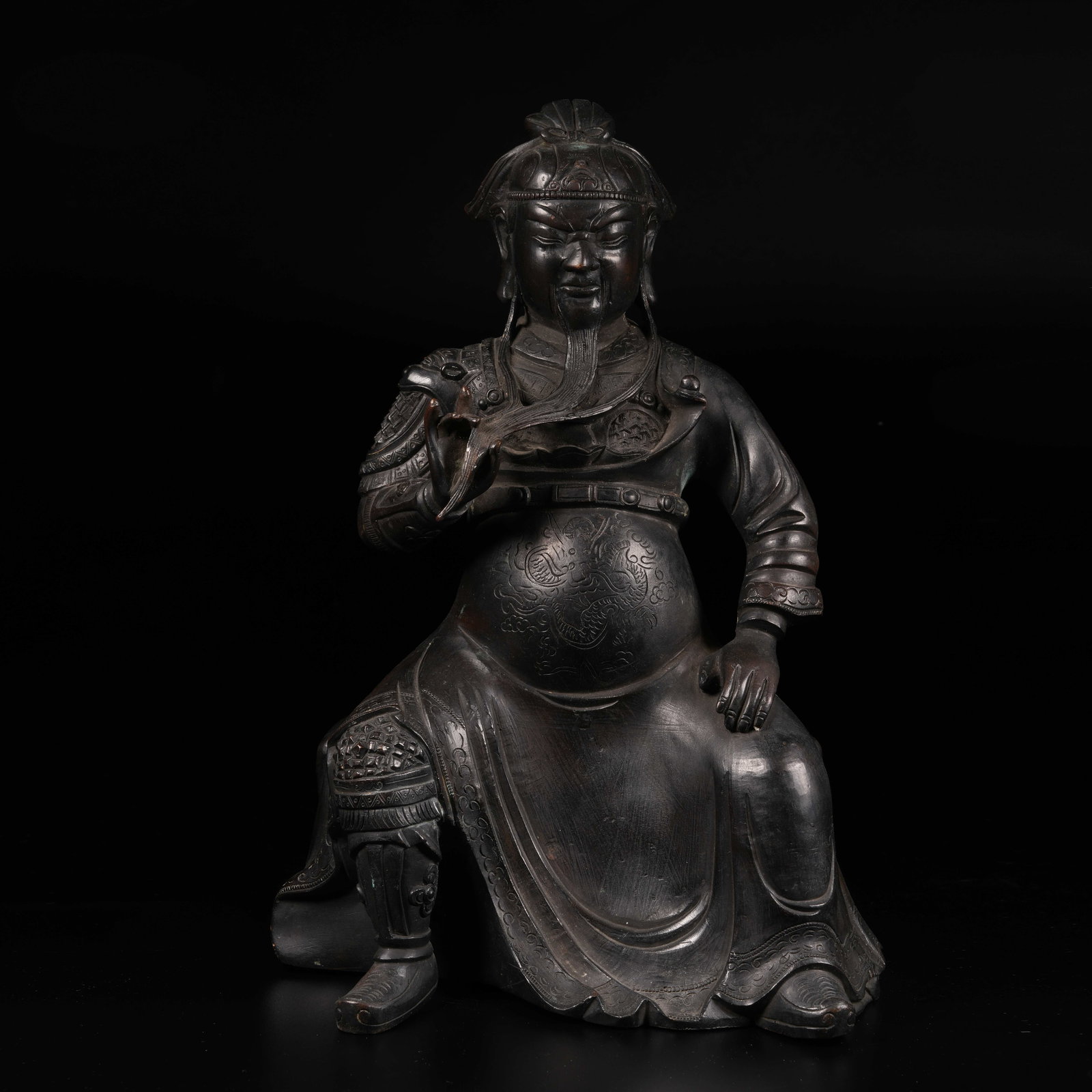 A BRONZE GUANYU STATUE (1 of 8)