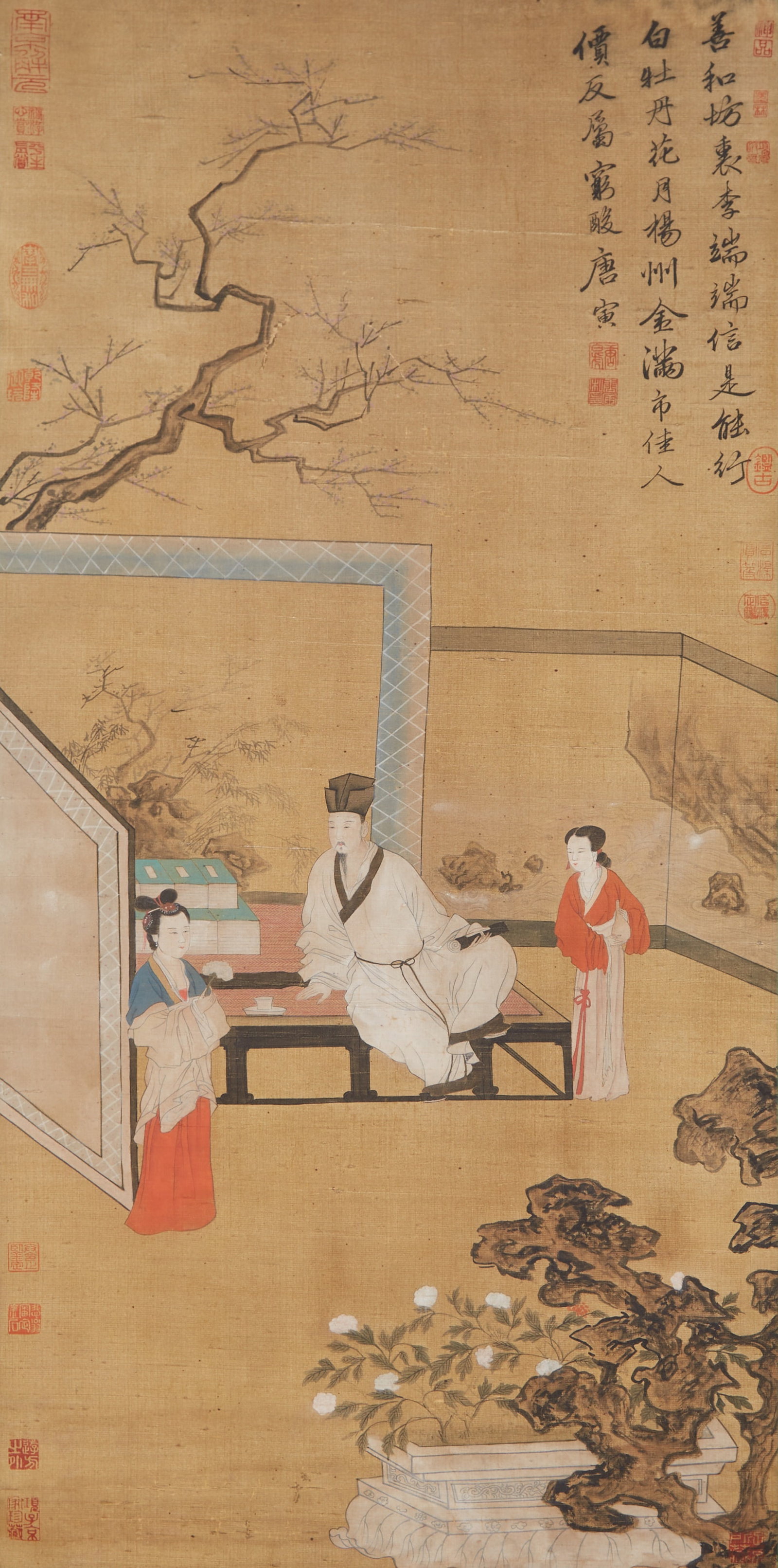 A FIGURE PAINTING ON SILK BY TANG BOHU.唐伯虎 (1 of 9)