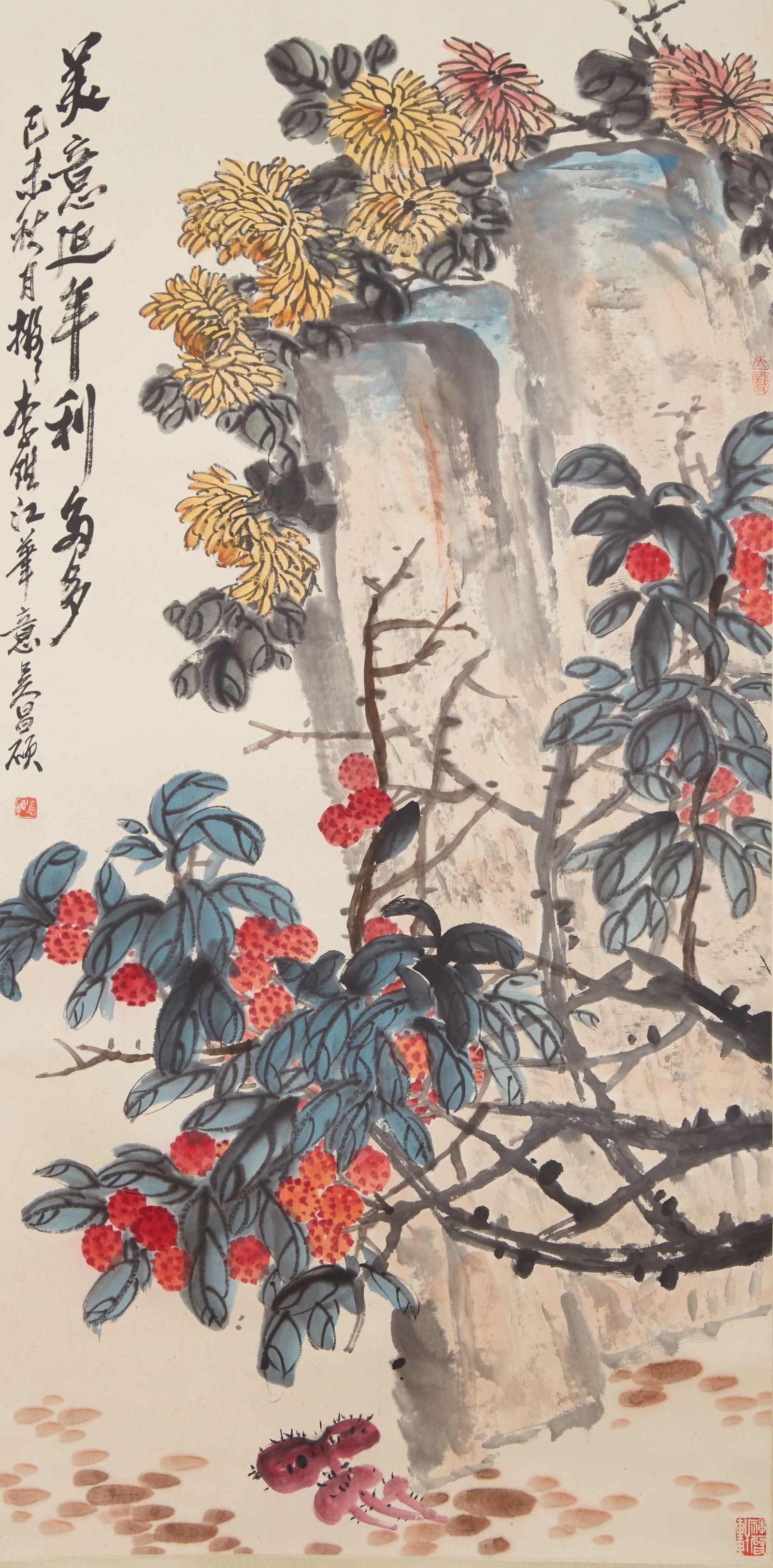 A FLOWER PAINTING ON PAPER BY WU CHANGSHUO.吳昌碩 (1 of 11)