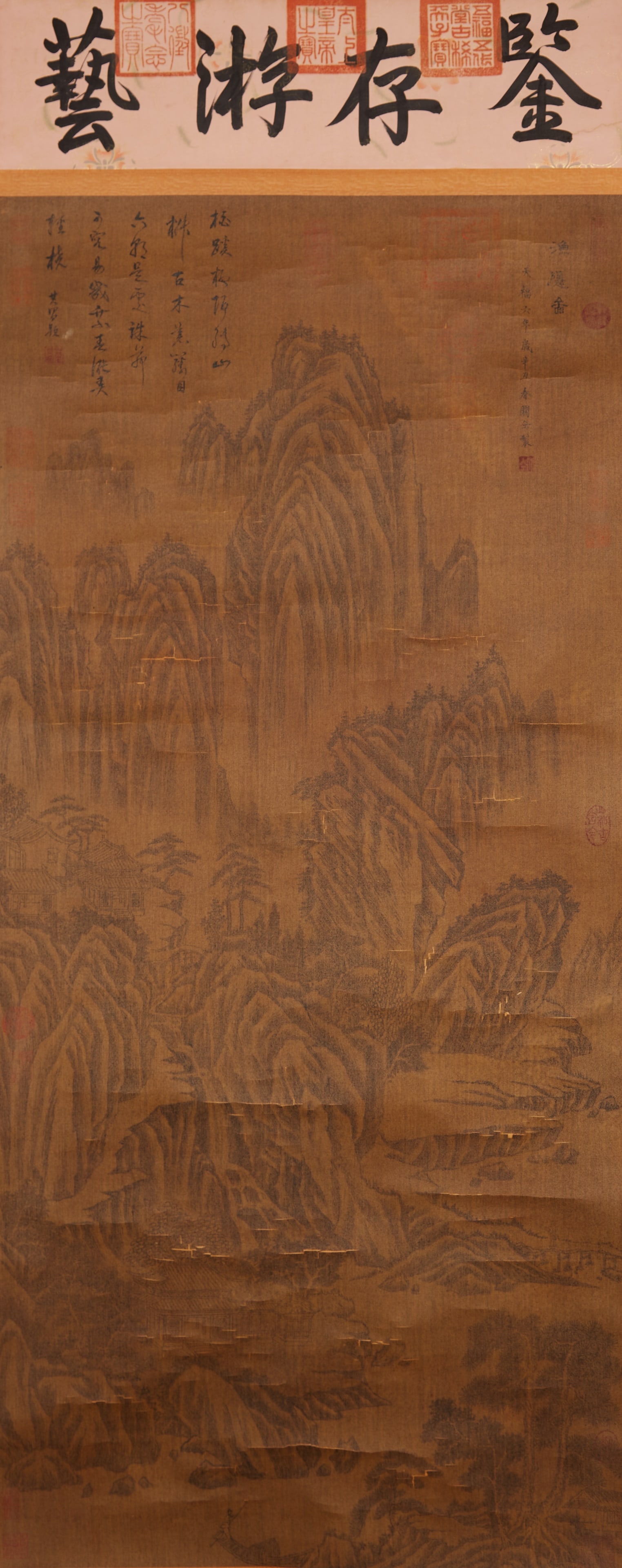A "FISHERMAN IN SECLUSION", PAINTING ON SILK BY GUAN TONG.關仝: "Fisherman in Seclusion", Painting on Silk by Guan Tong.關仝