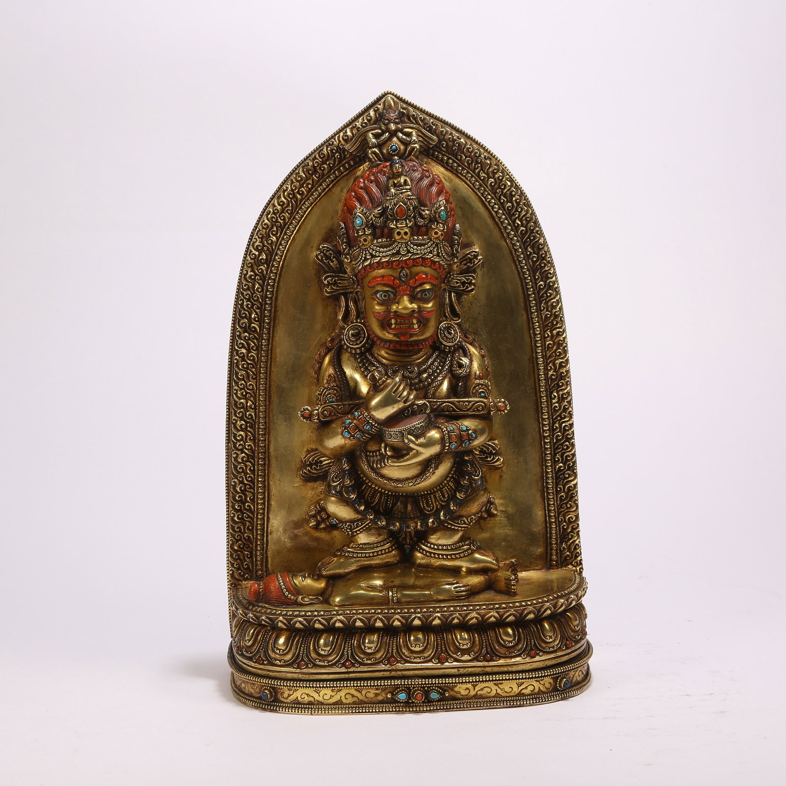 A GILT BRONZE DAIKOKUTEN FIGURE: Gilt bronze Daikokuten figure