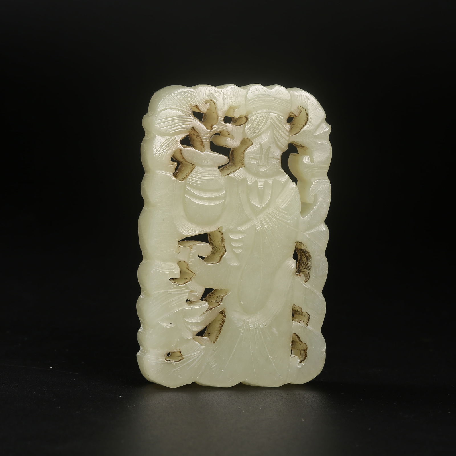 A HETIAN JADE PENDANT WITH COURT LADY MOTIF (1 of 8)