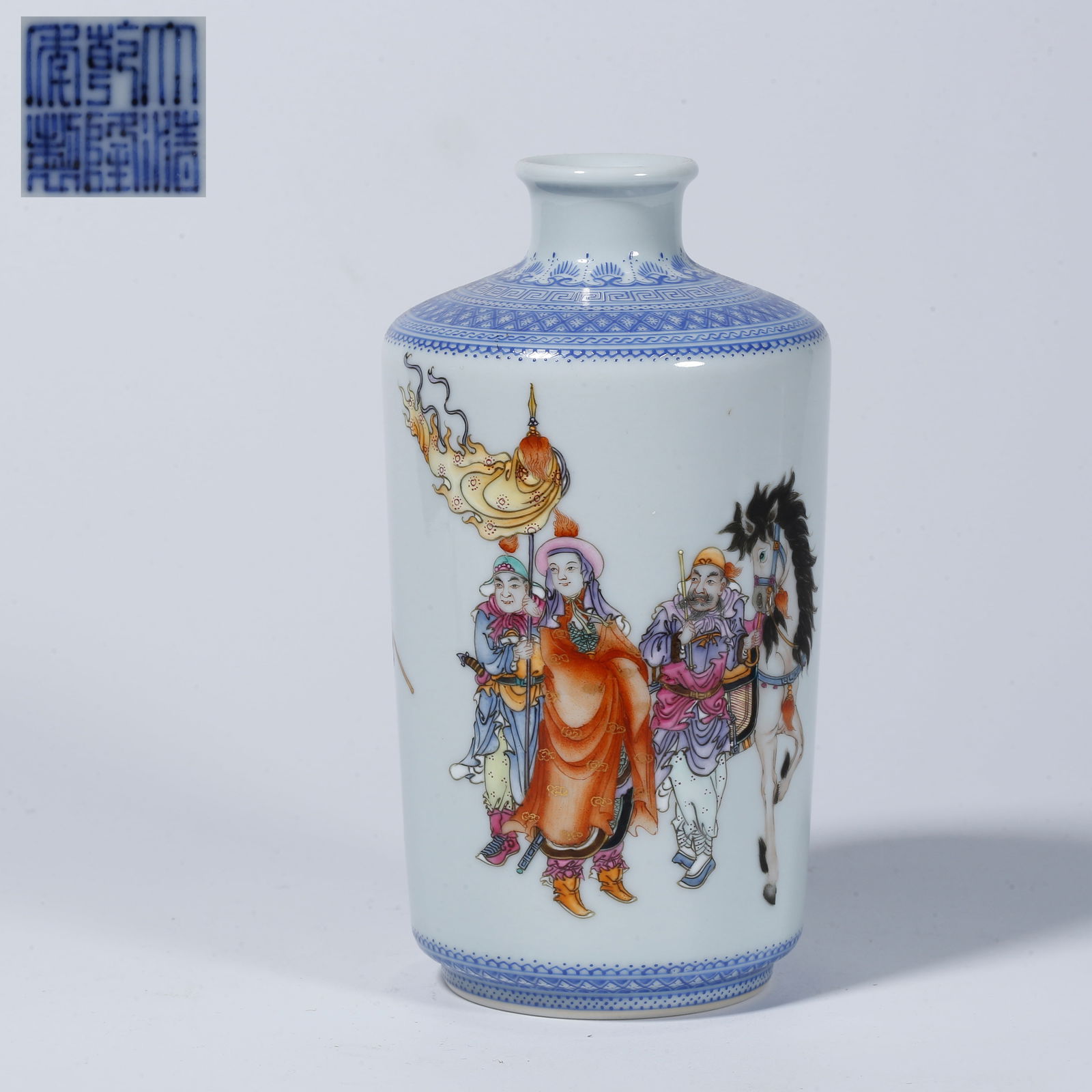 A FAMILLE ROSE VASE WITH FIGURAL STORY DESIGN: Famille Rose Vase with Figural Story Design