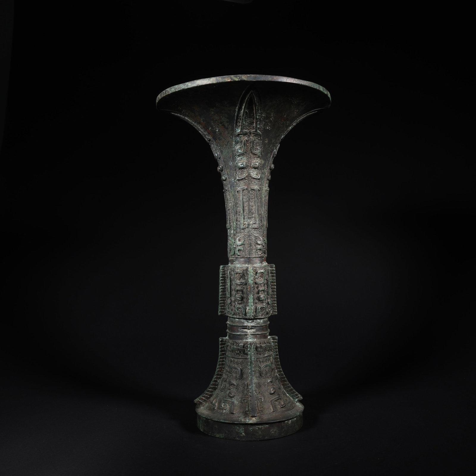 A BRONZE FLORAL GU VASE (1 of 9)