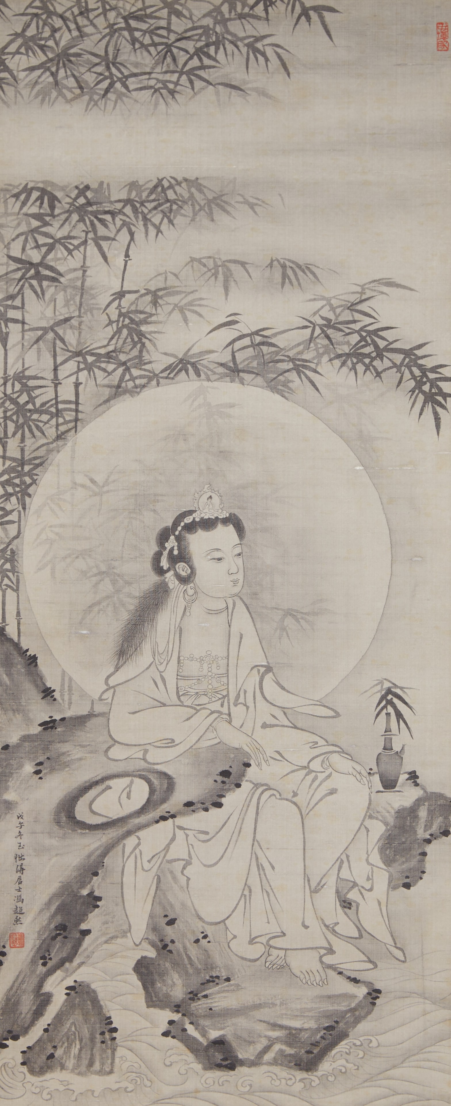 A GUANYIN PAINTING ON SILK BY FENG CHAORAN.馮超然 (1 of 10)