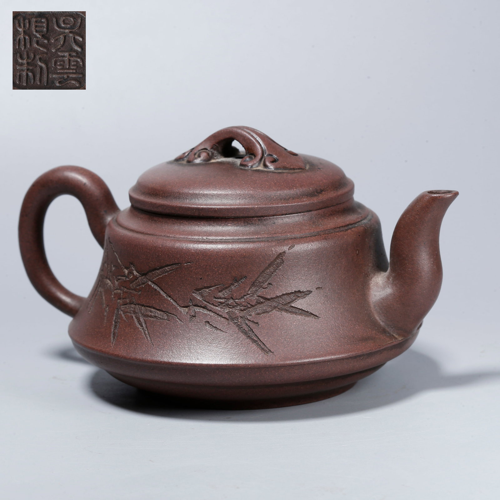 A ZISHA EWER WITH CARVED BAMBOO DESIGN (1 of 9)
