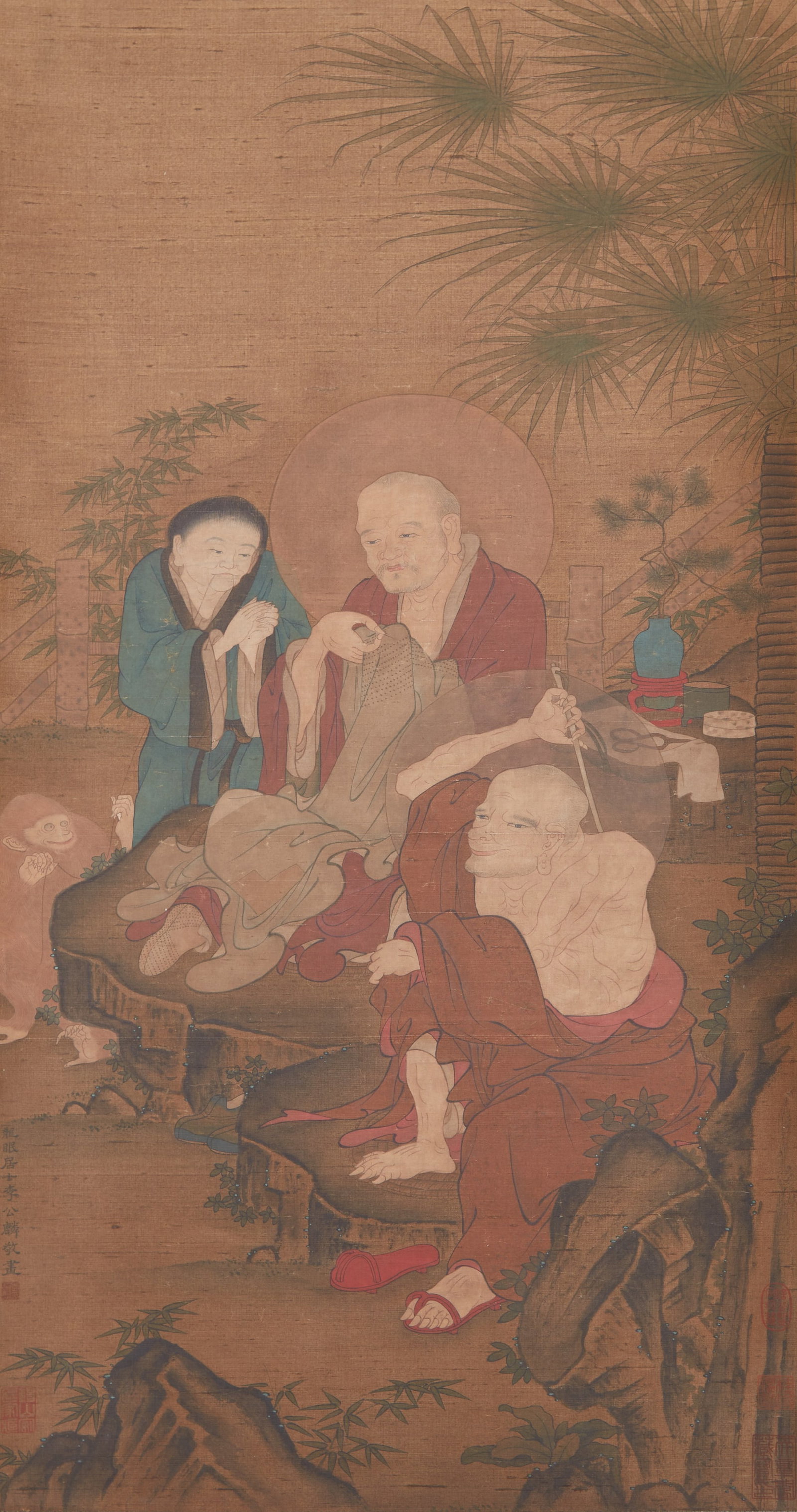 A ARHAT PAINTING ON SILK BY LI GONGLIN.李公麟 (1 of 8)