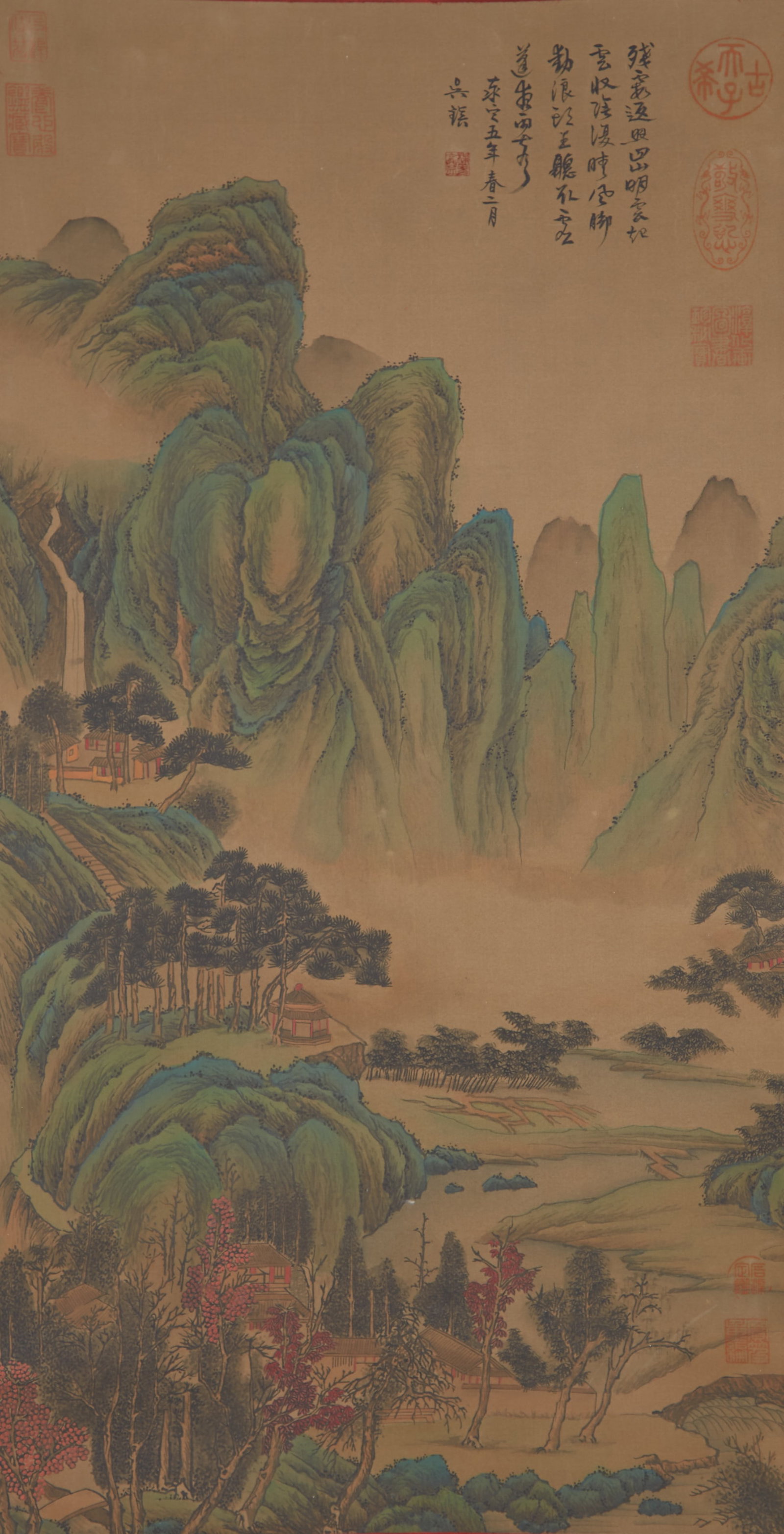 A LANDSCAPE PAINTING ON SILK BY WU ZHEN.吳鎮 (1 of 12)