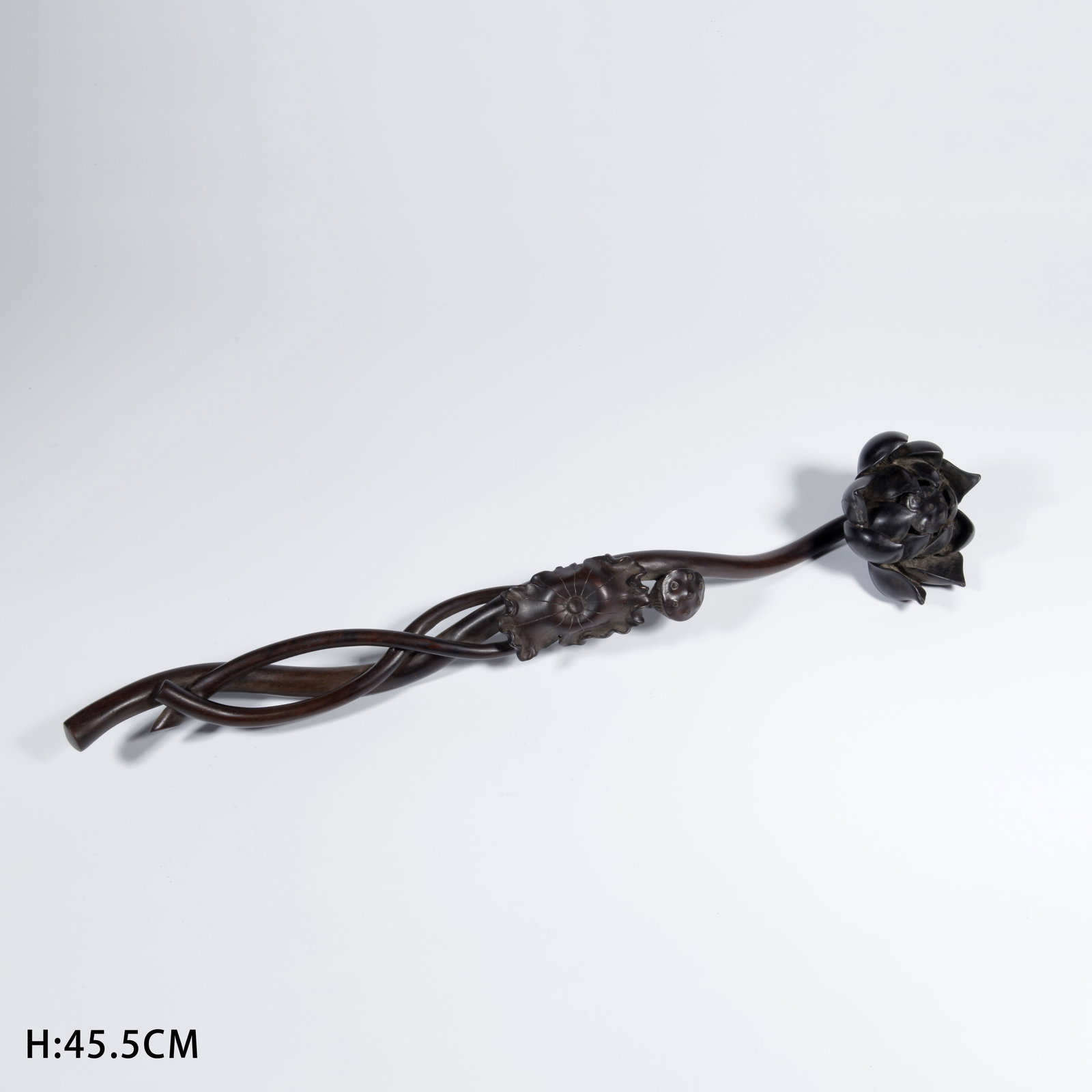 A ZITAN WOOD CARVING LOTUS-SHAPED RUYI (1 of 9)