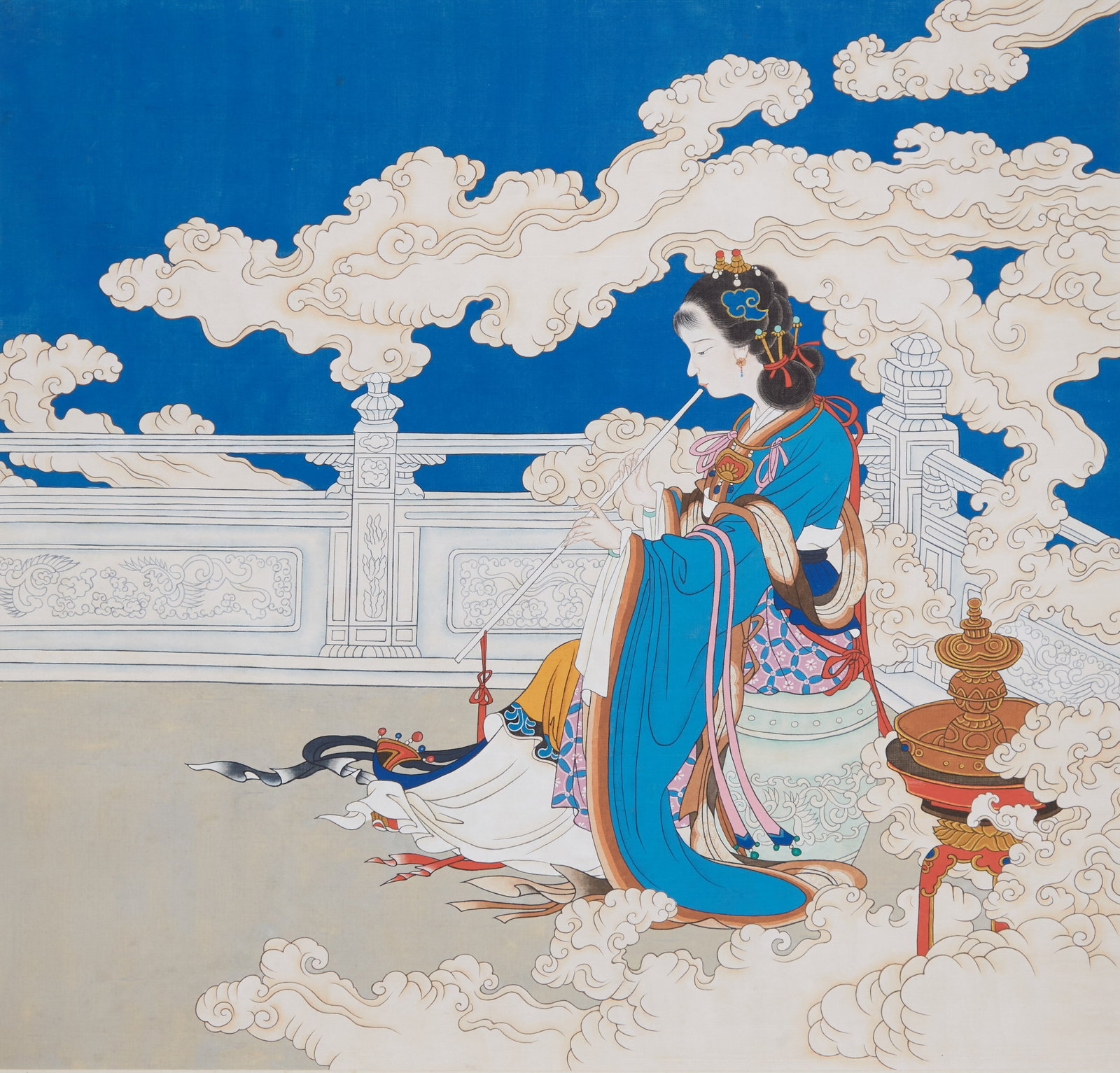 A FIGURE PAINTING ON SILK, ANONYMOUS. (1 of 8)
