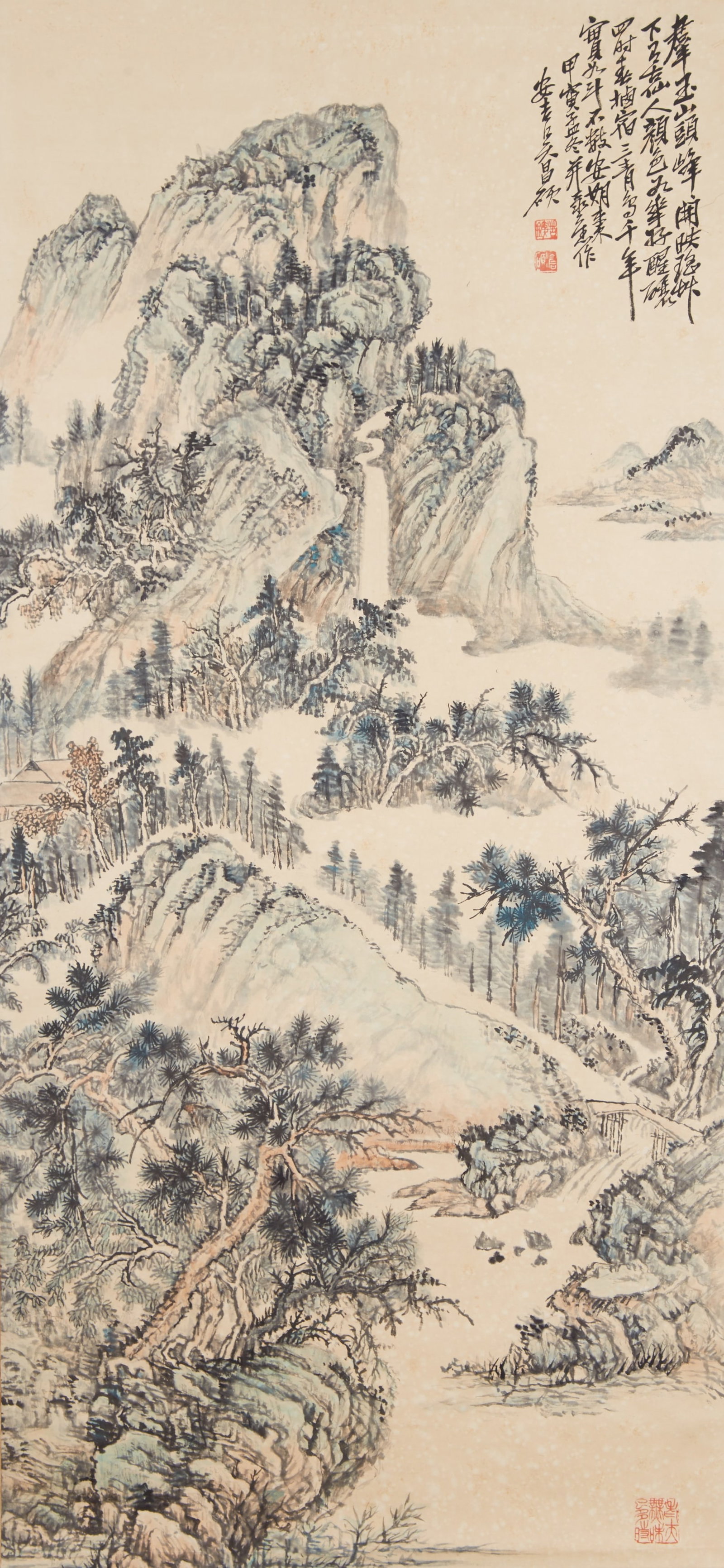 A LANDSCAPE PAINTING ON PAPER BY WU CHANGSHUO.吳昌碩 (1 of 12)