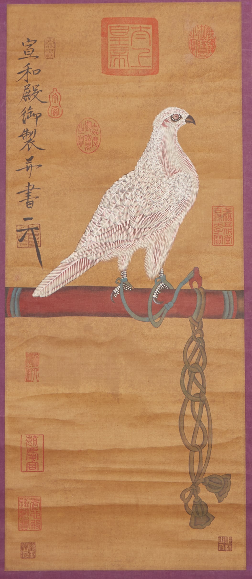 A "IMPERIAL FALCON" PAINTING ON SILK BY EMPEROR HUIZONG OF THE SONG DYNASTY.宋徽宗 (1 of 9)