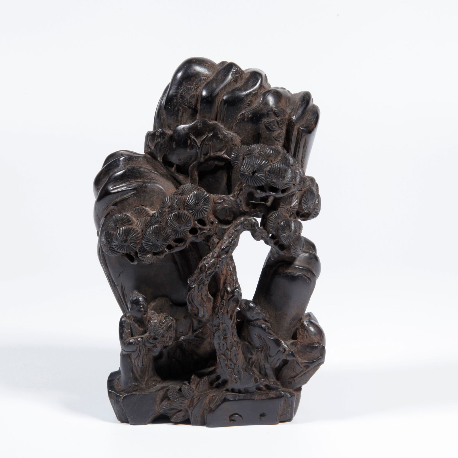 A ZITAN WOOD CARVING FIGURE DESK ORNAMENT (1 of 8)