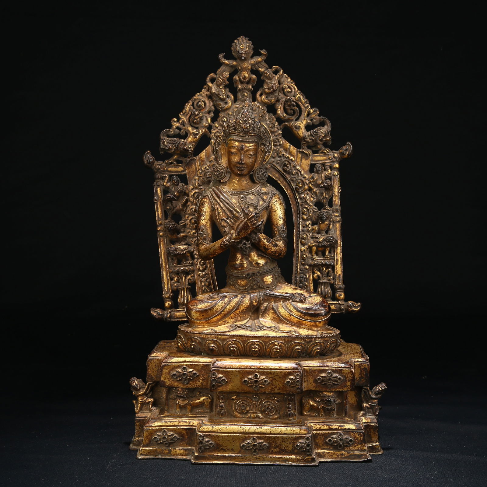 A GILT BRONZE VAJRA HOLDER STATUE: Gilt Bronze Vajra Holder Statue