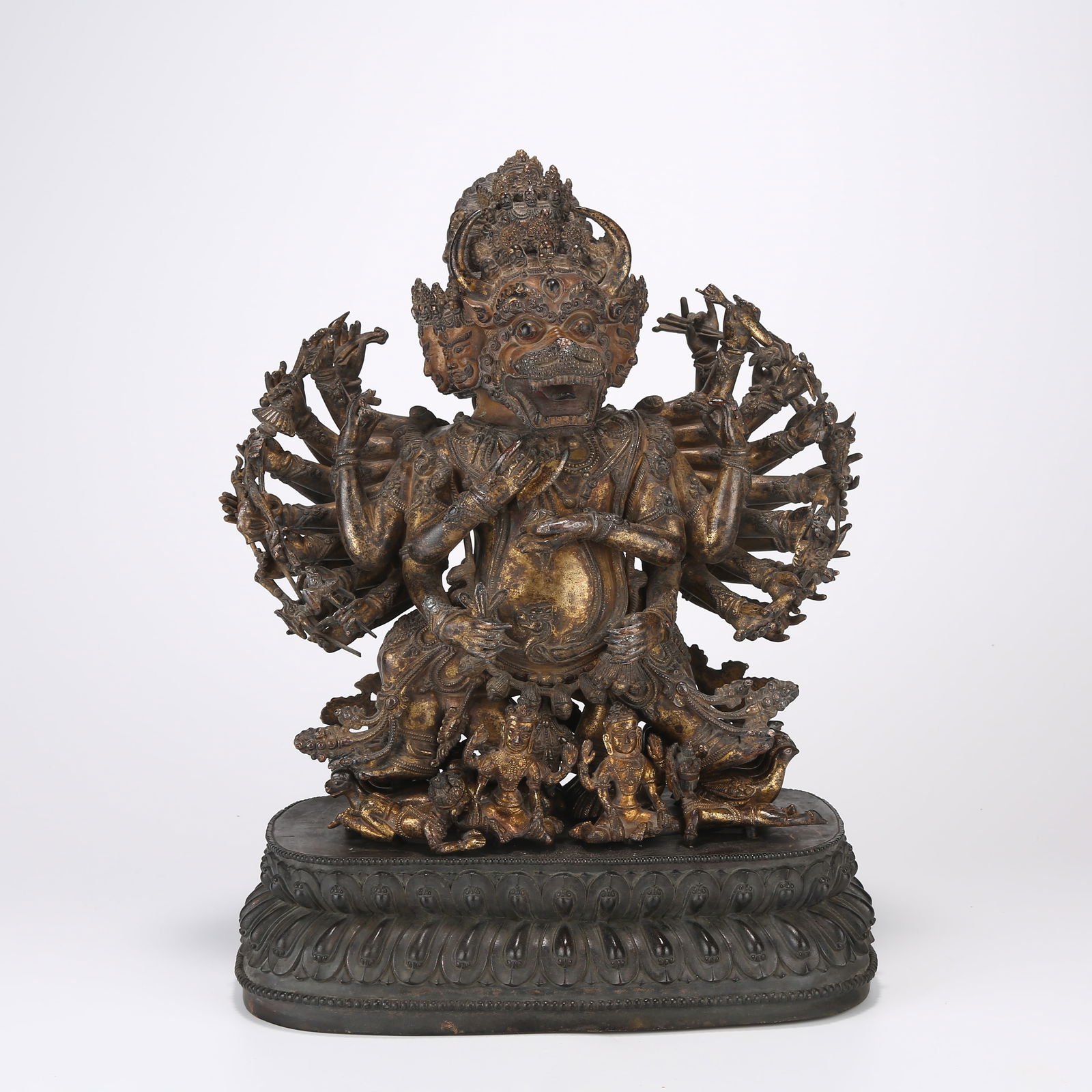 A GILDED BRONZE STATUE OF GREAT VAJRA WRATHFUL DEITY (1 of 9)
