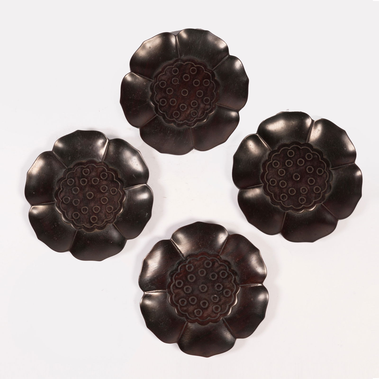 A SET OF ZITAN LOTUS-LEAF DISHES (1 of 9)