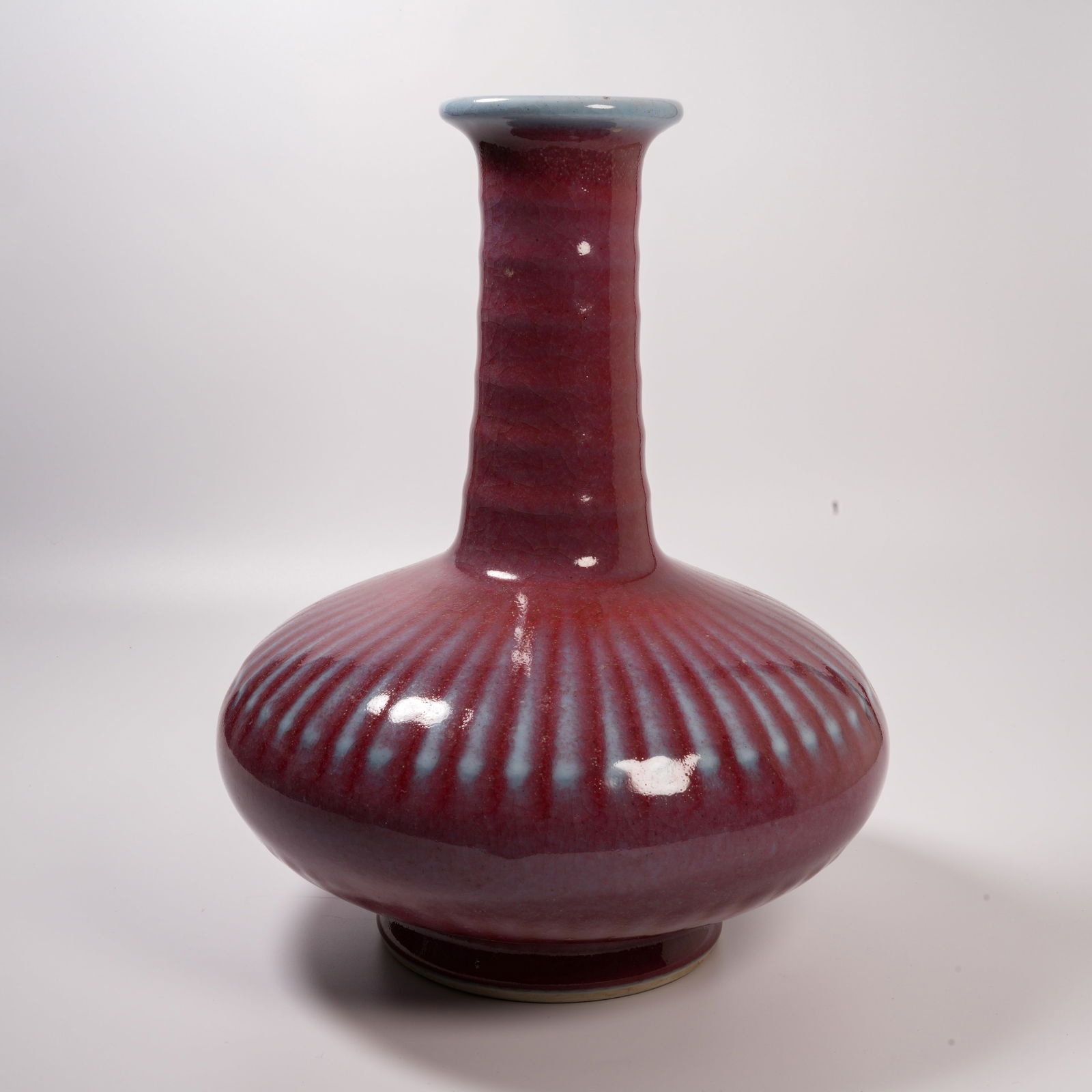 A FLAMBÉ-GLAZED LONG-NECK VASE WITH STRING PATTERN - 6