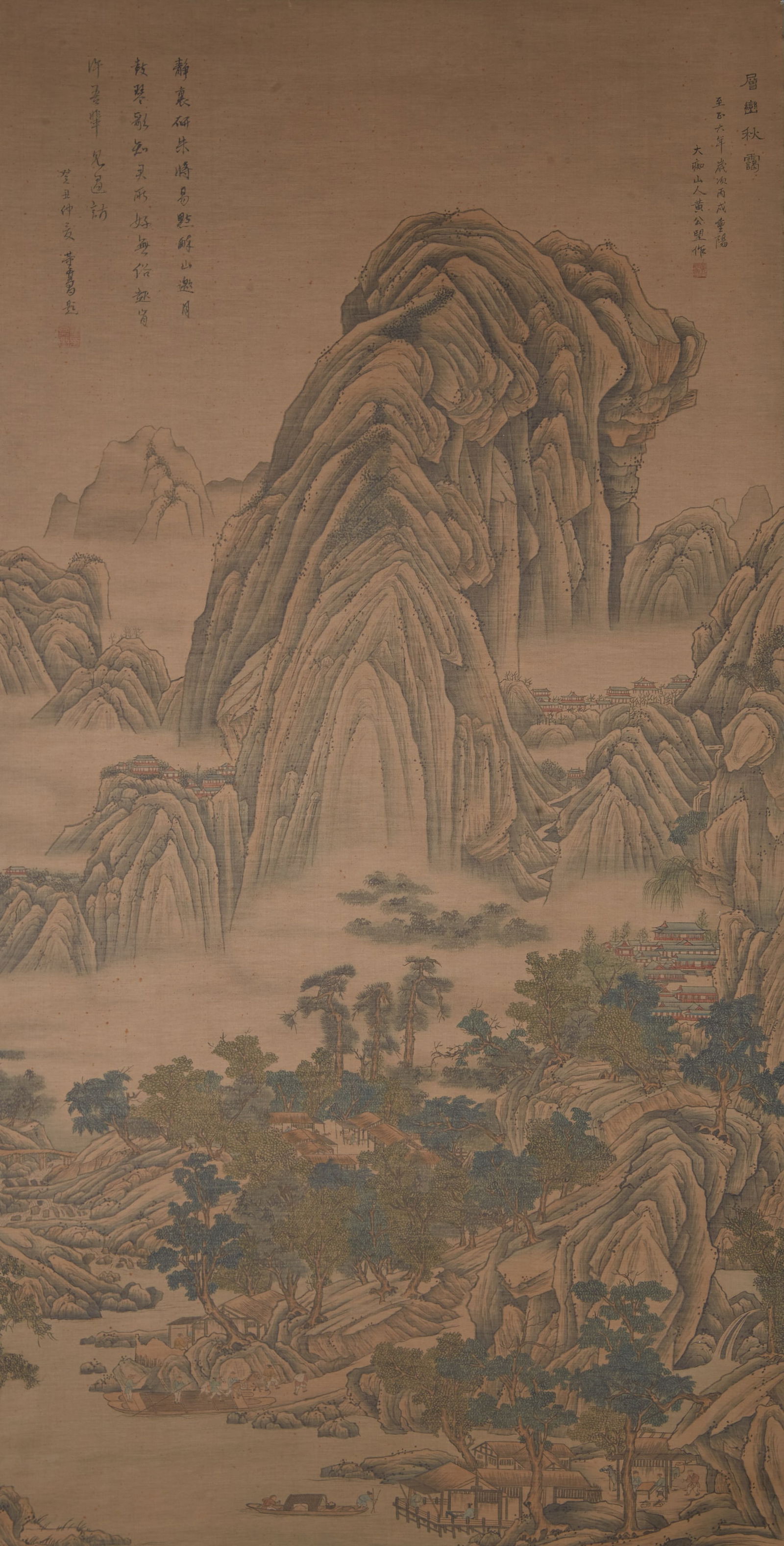A LANDSCAPE PAINTING ON SILK BY HUANG GONGWANG.黃公望 (1 of 14)