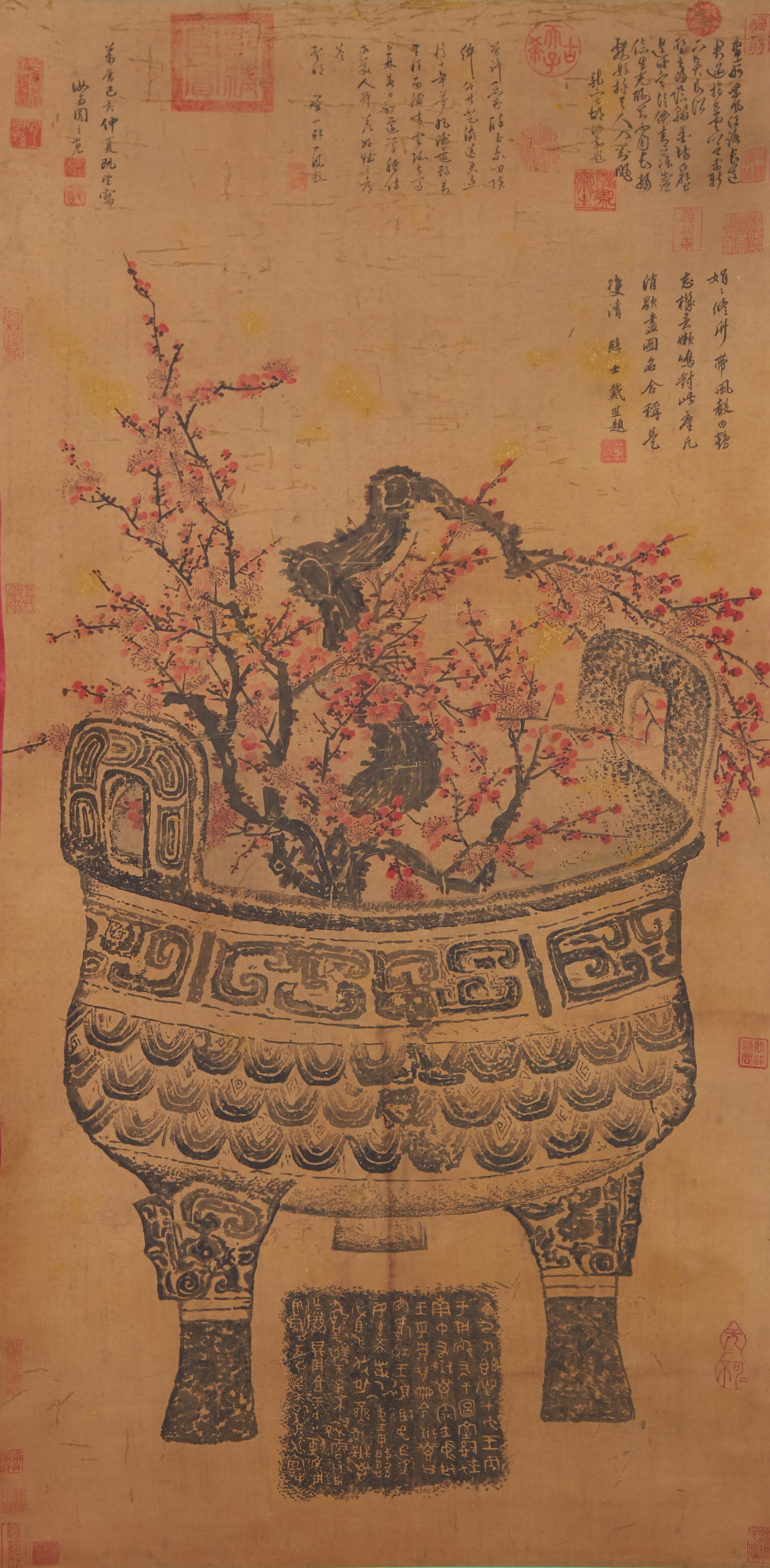 A QINGGONG (SCHOLARLY OFFERINGS) PAINTING ON SILK BY ZHOU ZHIMIAN.周之冕: Qinggong (Scholarly Offerings) Painting on Silk by Zhou Zhimian.周之冕