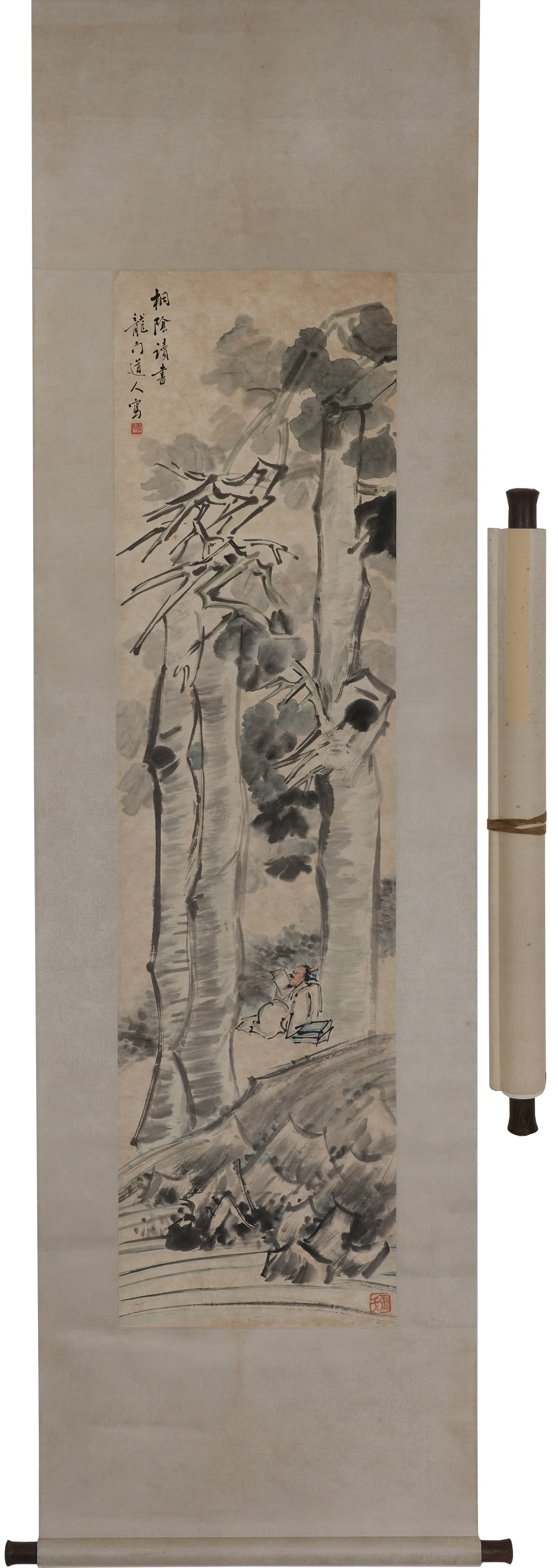 A PERSONAGE AND LANDSCAPE PAINTING ON PAPER BY LONGMEN DAOREN.龍門道人 (1 of 11)