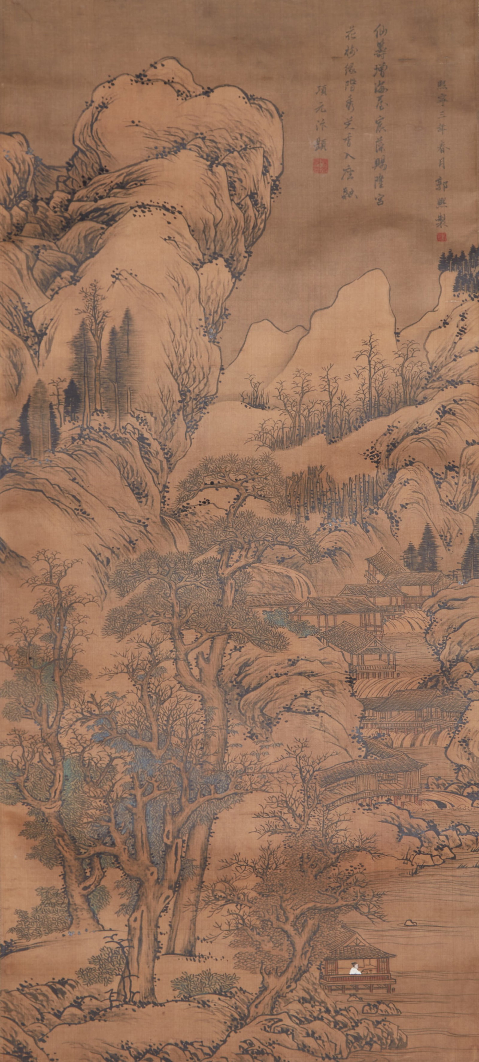 A LANDSCAPE PAINTING ON SILK BY GUO XI.郭熙 (1 of 10)
