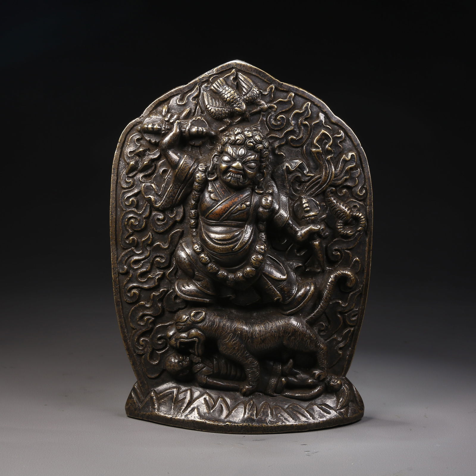 A ALLOY BRONZE WRATHFUL PADMASAMBHAVA (GURU RINPOCHE IN ONE OF HIS EIGHT MANIFESTATIONS) STATUE (1 of 8)