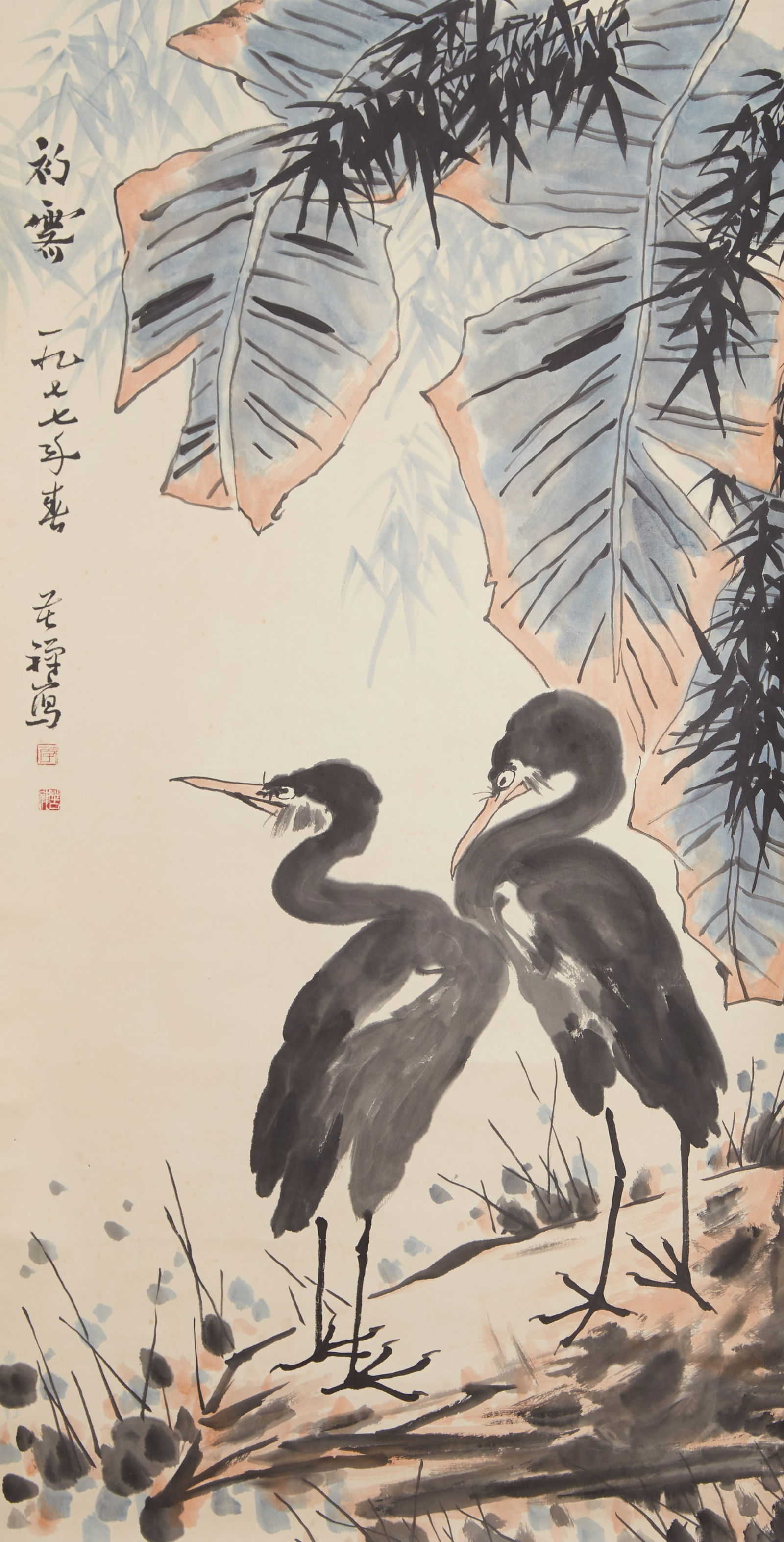 A TWO BIRDS PAINTING ON PAPER BY LI KUCHAN.李苦禪 (1 of 9)