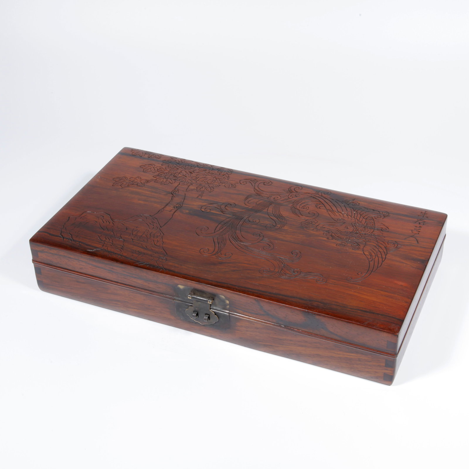 A ZITAN WOOD CARVING PHOENIX PATTERN COVERED BOX (1 of 9)