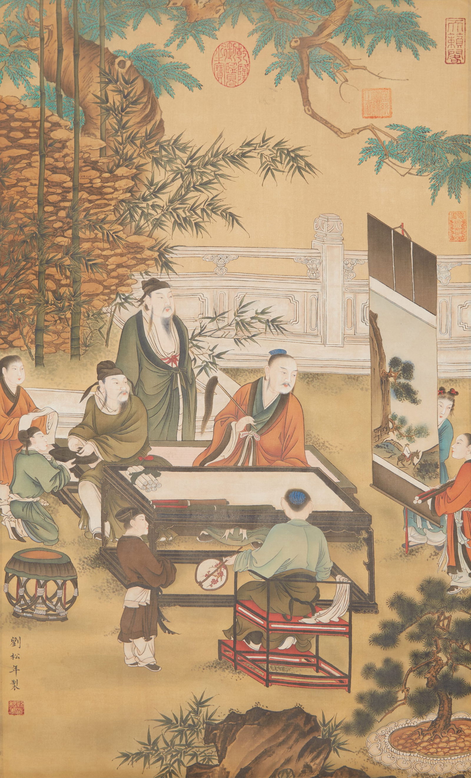 A FIGURE AND NARRATIVE PAINTING ON SILK BY LIU SONGNIAN.劉松年 (1 of 10)