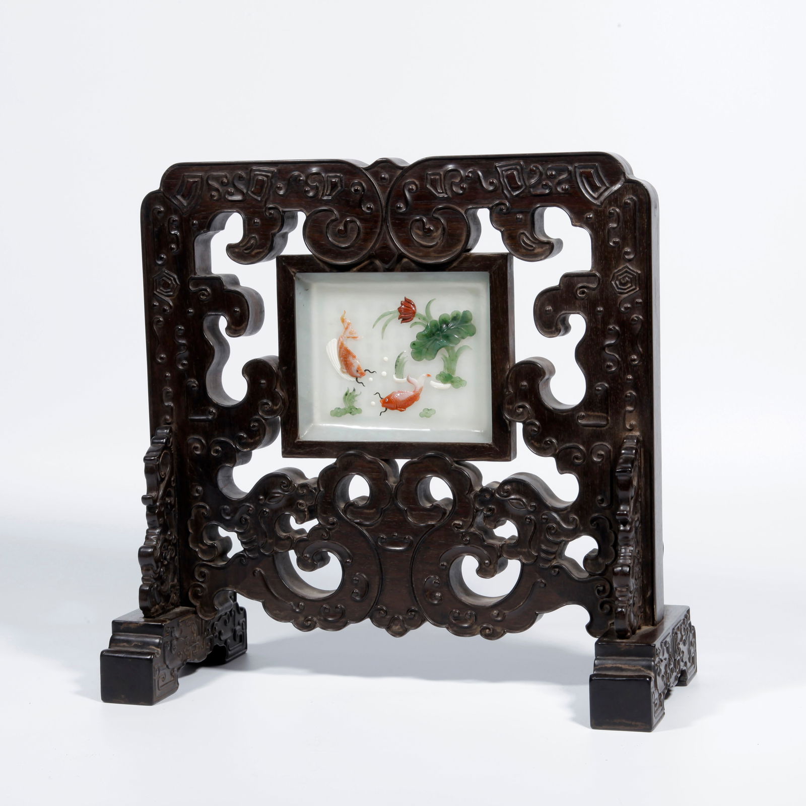 A ZITAN WOOD CARVING DESK SCREEN (1 of 9)