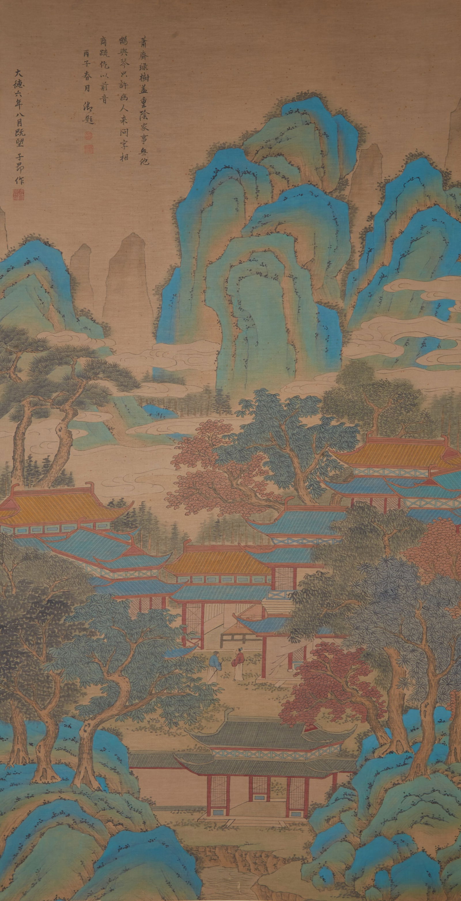 A LANDSCAPE WITH PAVILIONS ON SILK BY ZHAO MENGFU.趙孟頫 (1 of 11)