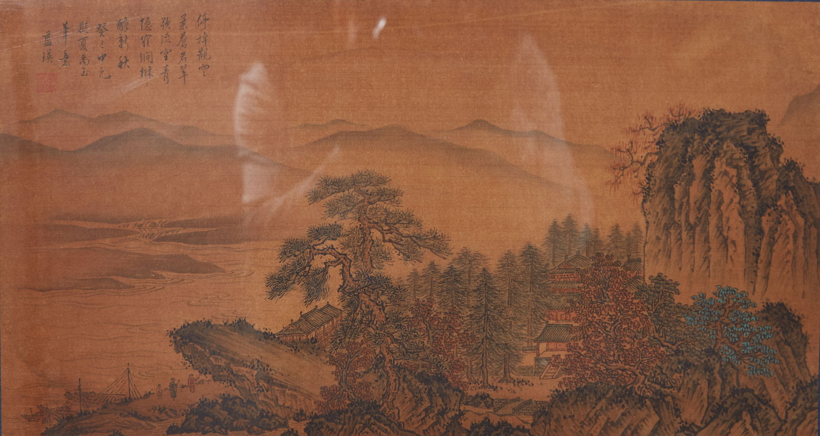 A LANDSCAPE PAINTING ON SILK BY LAN YING, FRAMED.藍瑛 (1 of 10)