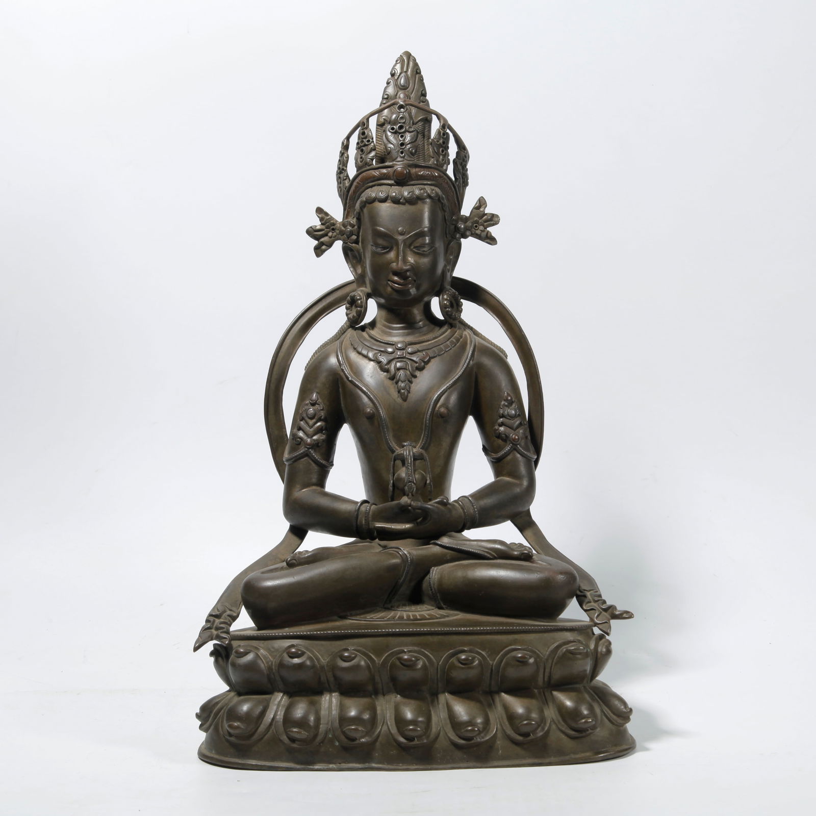 A BRONZE LONGEVITY BUDDHA STATUE (1 of 9)