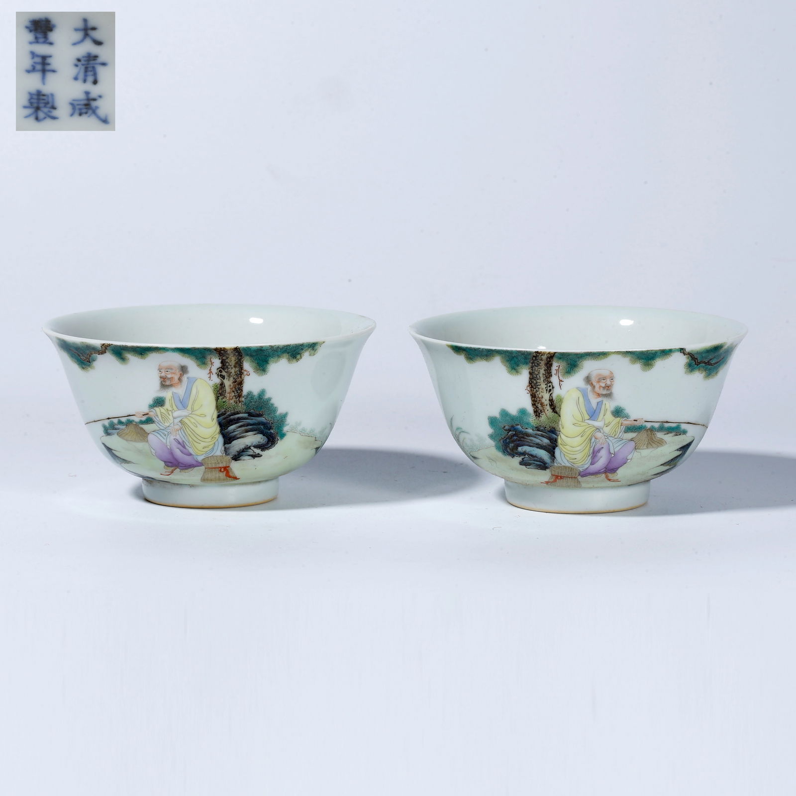 A FAMILLE ROSE CUP WITH FIGURAL STORY DESIGN (PAIR) (1 of 10)