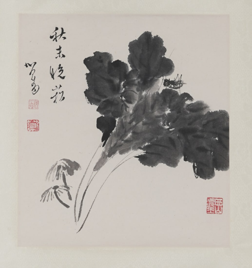 A CABBAGE PAINTING ON PAPER BY PU RU.溥儒: Cabbage Painting on Paper by Pu Ru.溥儒