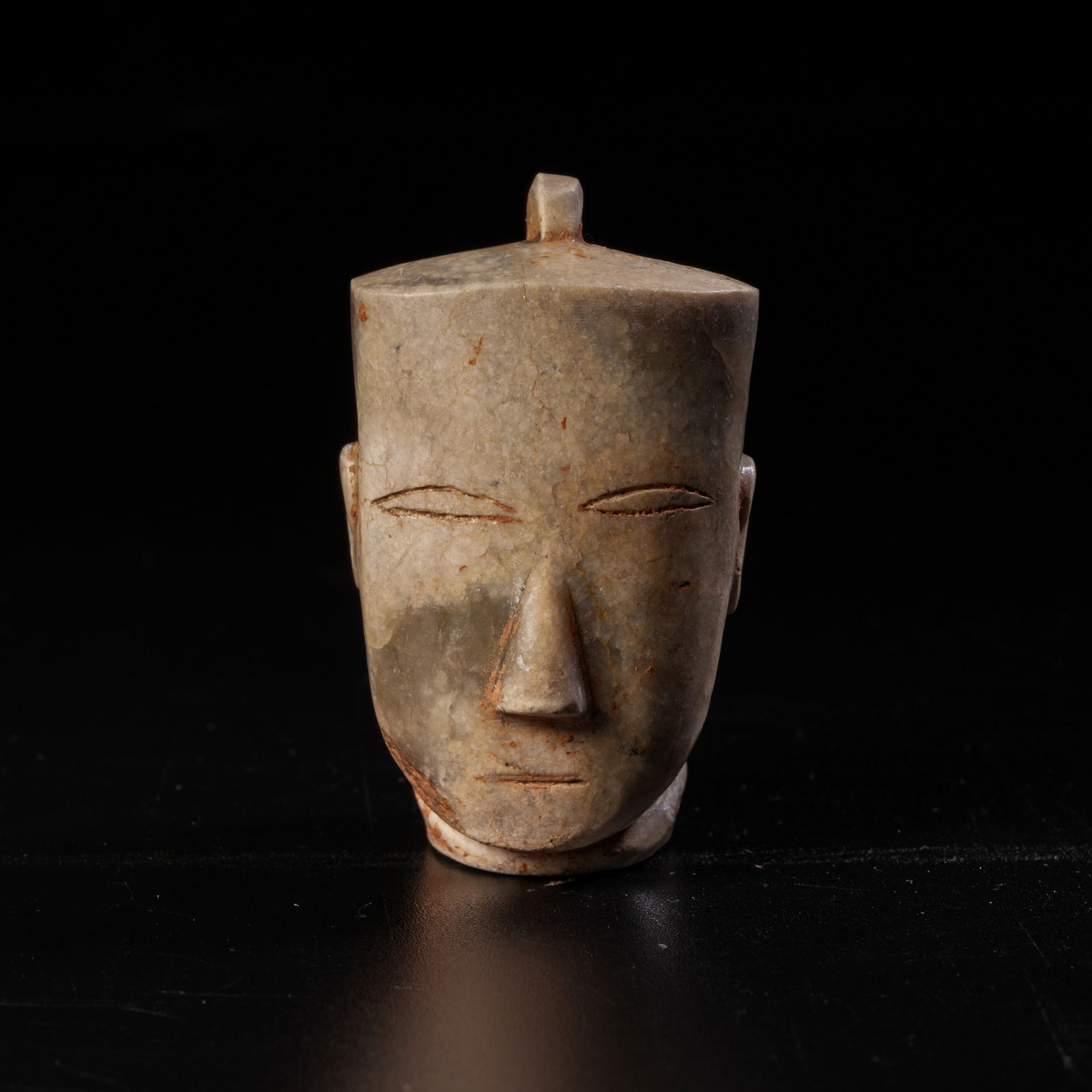 A ANCIENT JADE PENDANT WITH DEITY FACE MOTIF (1 of 9)