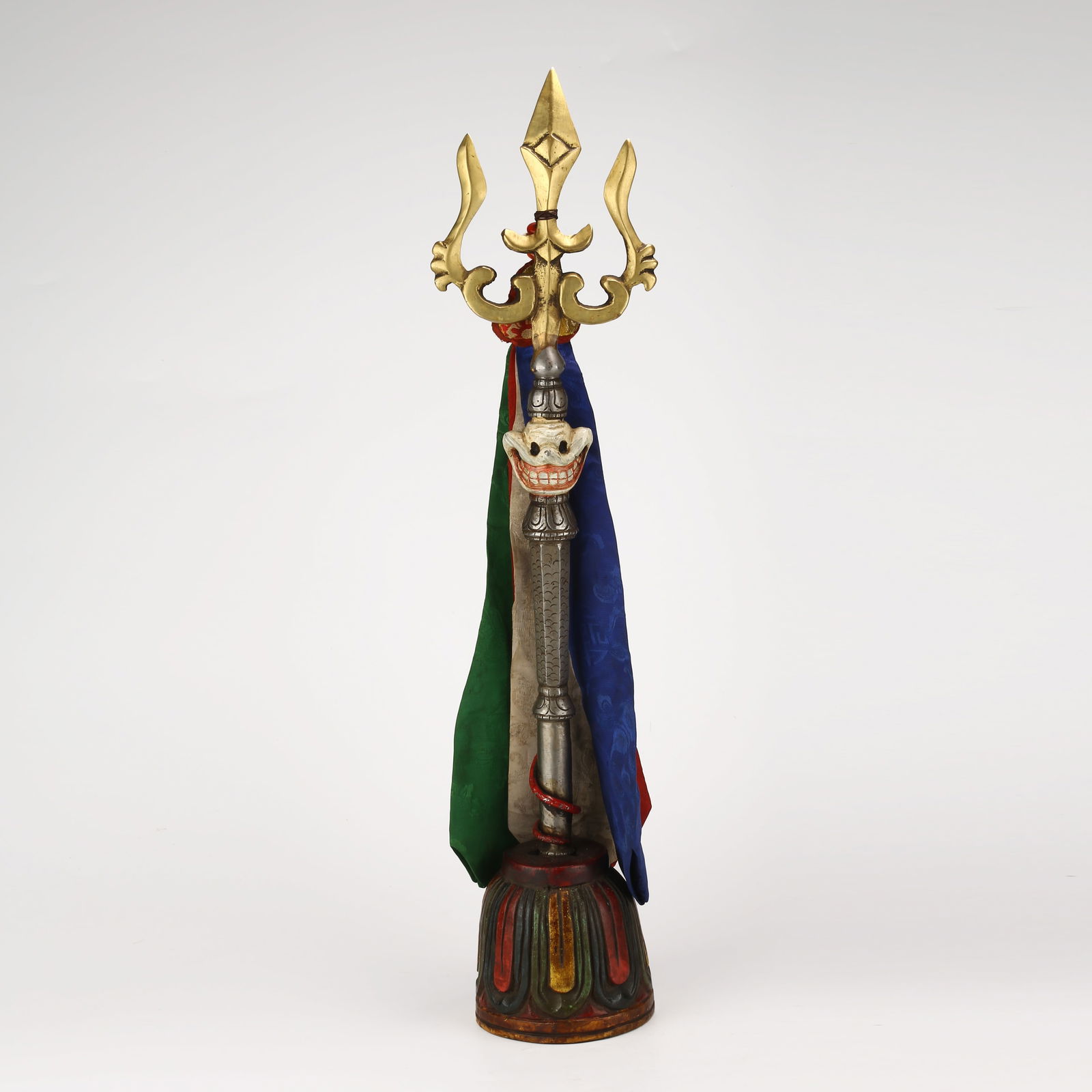 A IRON RITUAL STAFF WITH BRASS INLAY: Iron Ritual Staff with Brass Inlay