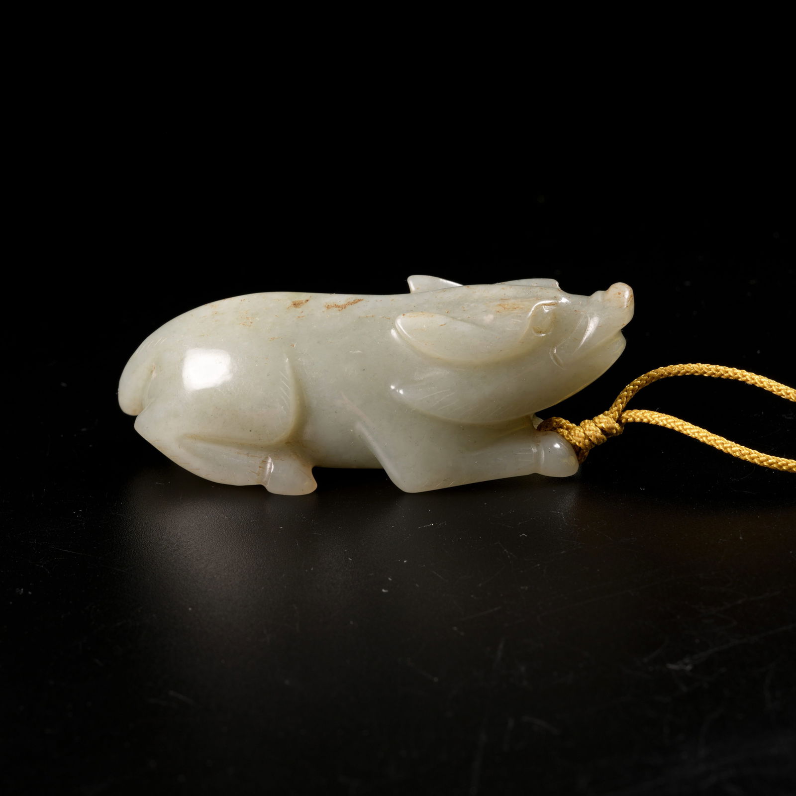 A HETIAN JADE PIG PENDANT: Hetian Jade Pig Pendant