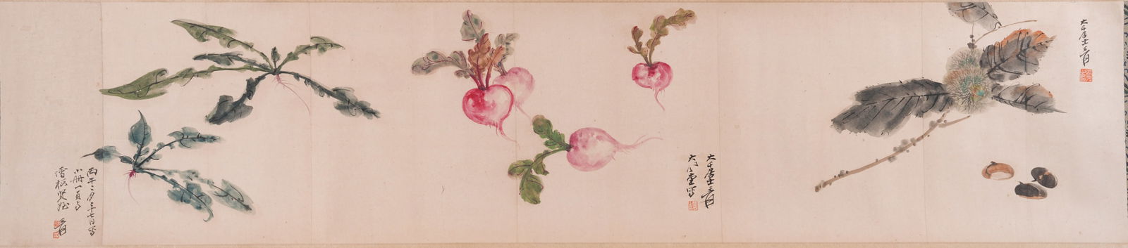 A MELON-AND-FRUIT PAINTING ON PAPER BY ZHANG DAQIAN, HANGING SCROLL.張大千: Melon-and-Fruit Painting on Paper by Zhang Daqian, hanging scroll.張大千