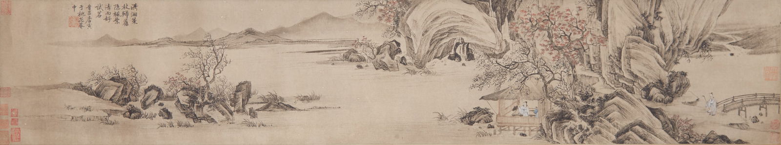 A LANDSCAPE PAINTING ON PAPER BY TANG YIN, PANEL.唐寅: Landscape Painting on Paper by Tang Yin, panel.唐寅
