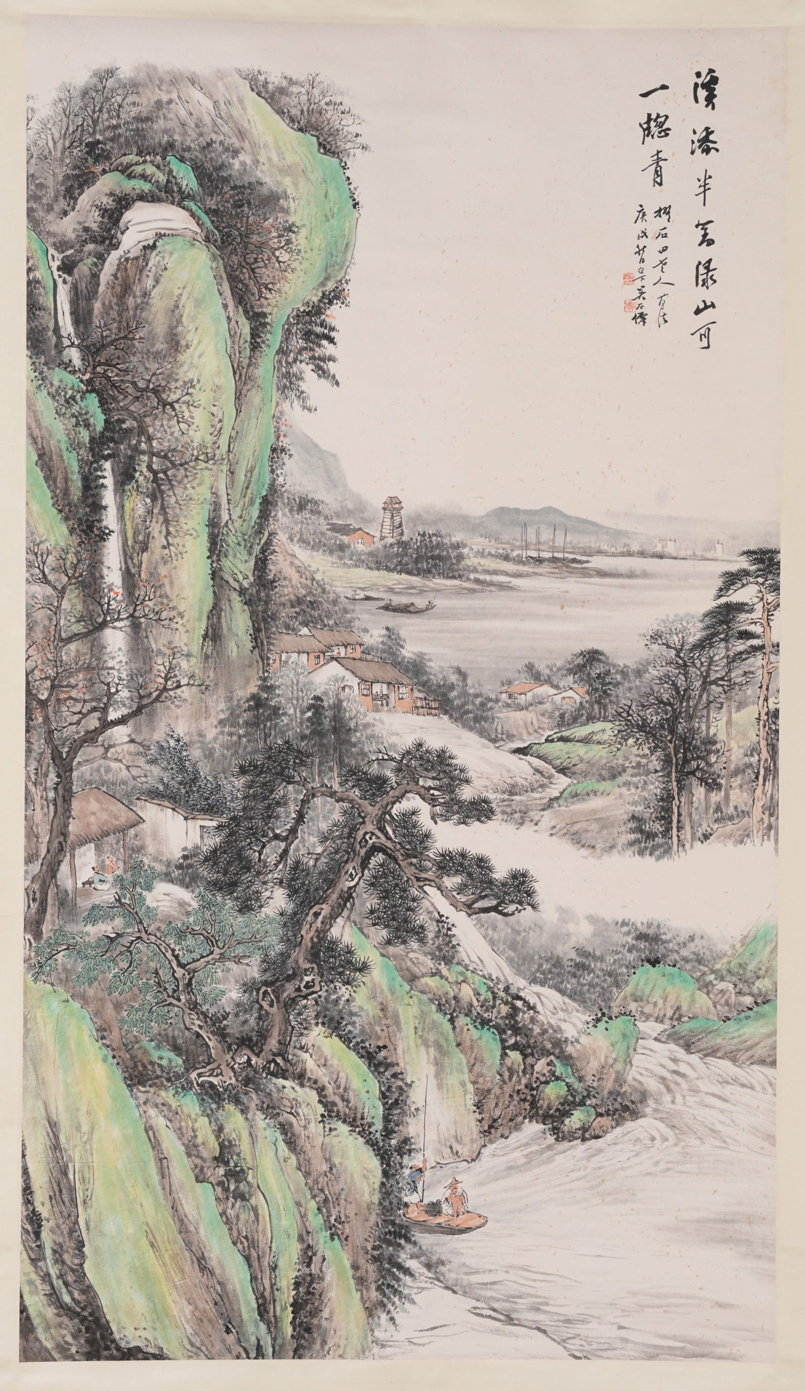 A LANDSCAPE PAINTING ON PAPER BY WU SHIXIAN.吳石仙 (1 of 10)