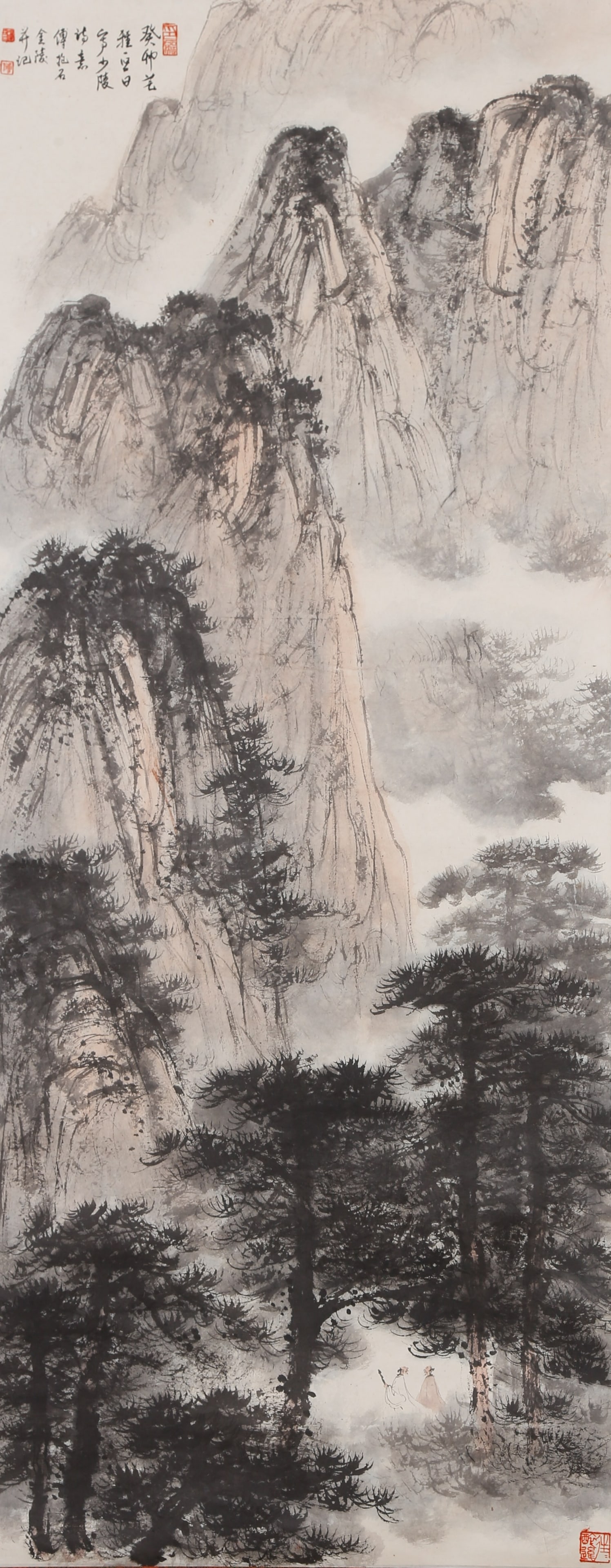 A LANDSCAPE PAINTING ON PAPER BY FU BAOSHI.傅抱石: Landscape Painting on Paper by Fu Baoshi.傅抱石