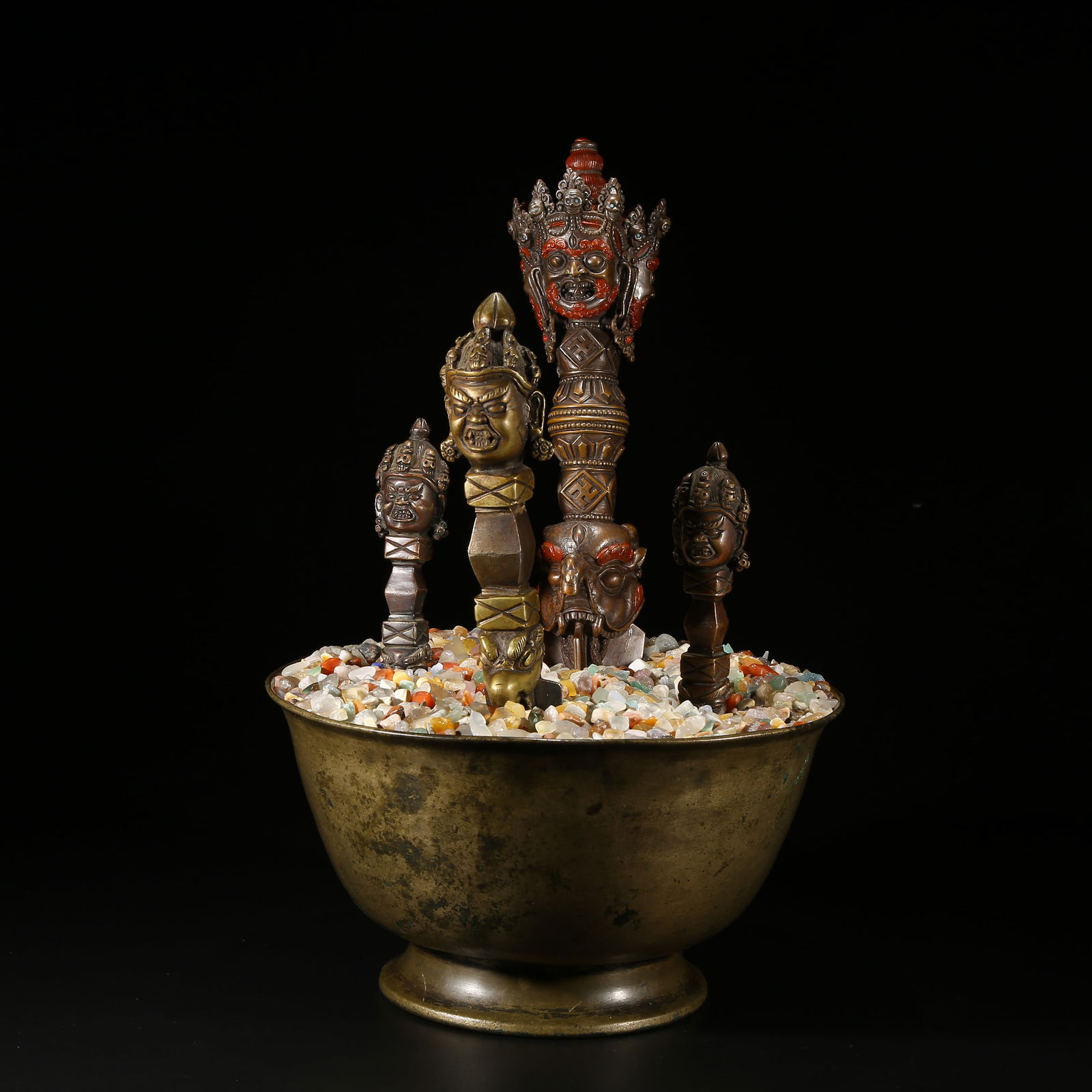 A ALLOY BRONZE VAJRA PICK RITUAL OBJECT SET: Alloy Bronze Vajra Pick Ritual Object Set