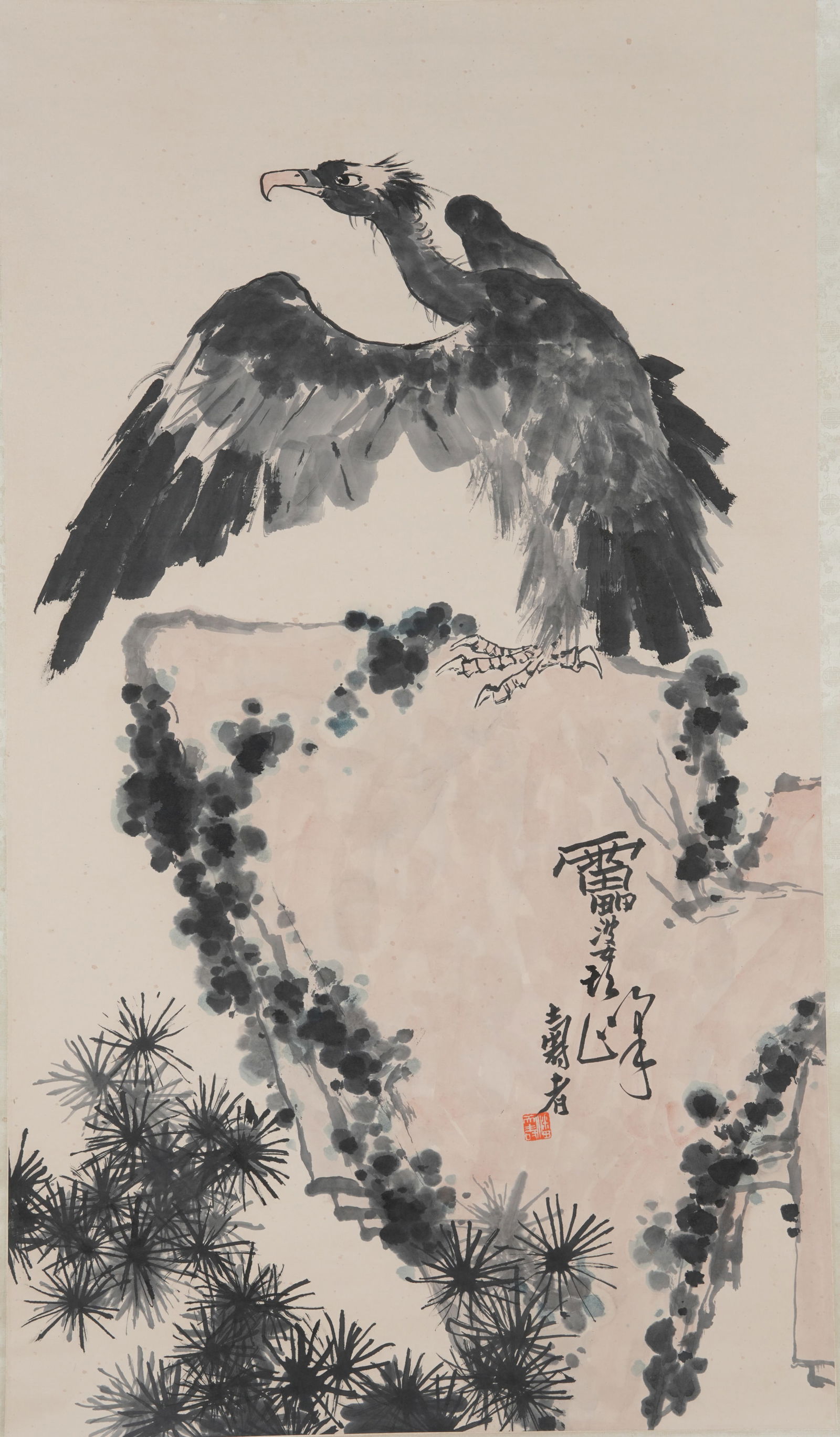 A EAGLE PAINTING ON PAPER BY PAN TIANSHOU.潘天壽: Eagle Painting on Paper by Pan Tianshou.潘天壽