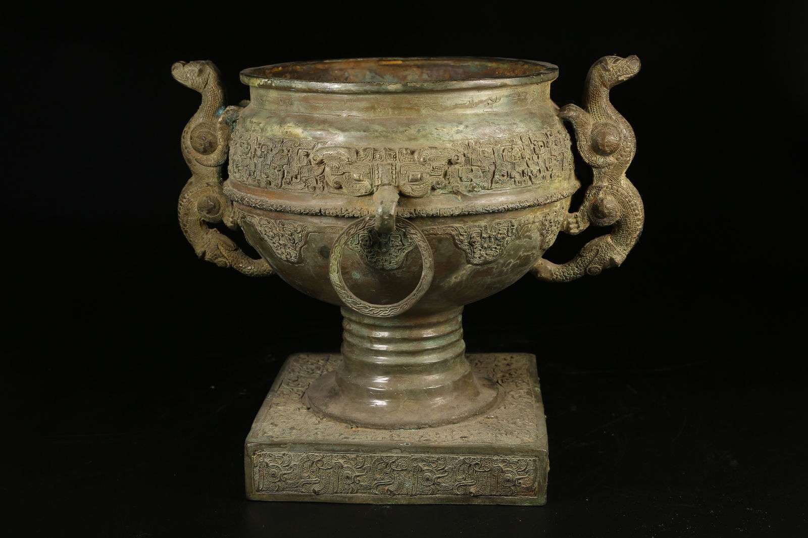 A BRONZE BEAST-HANDLED DOU - 8
