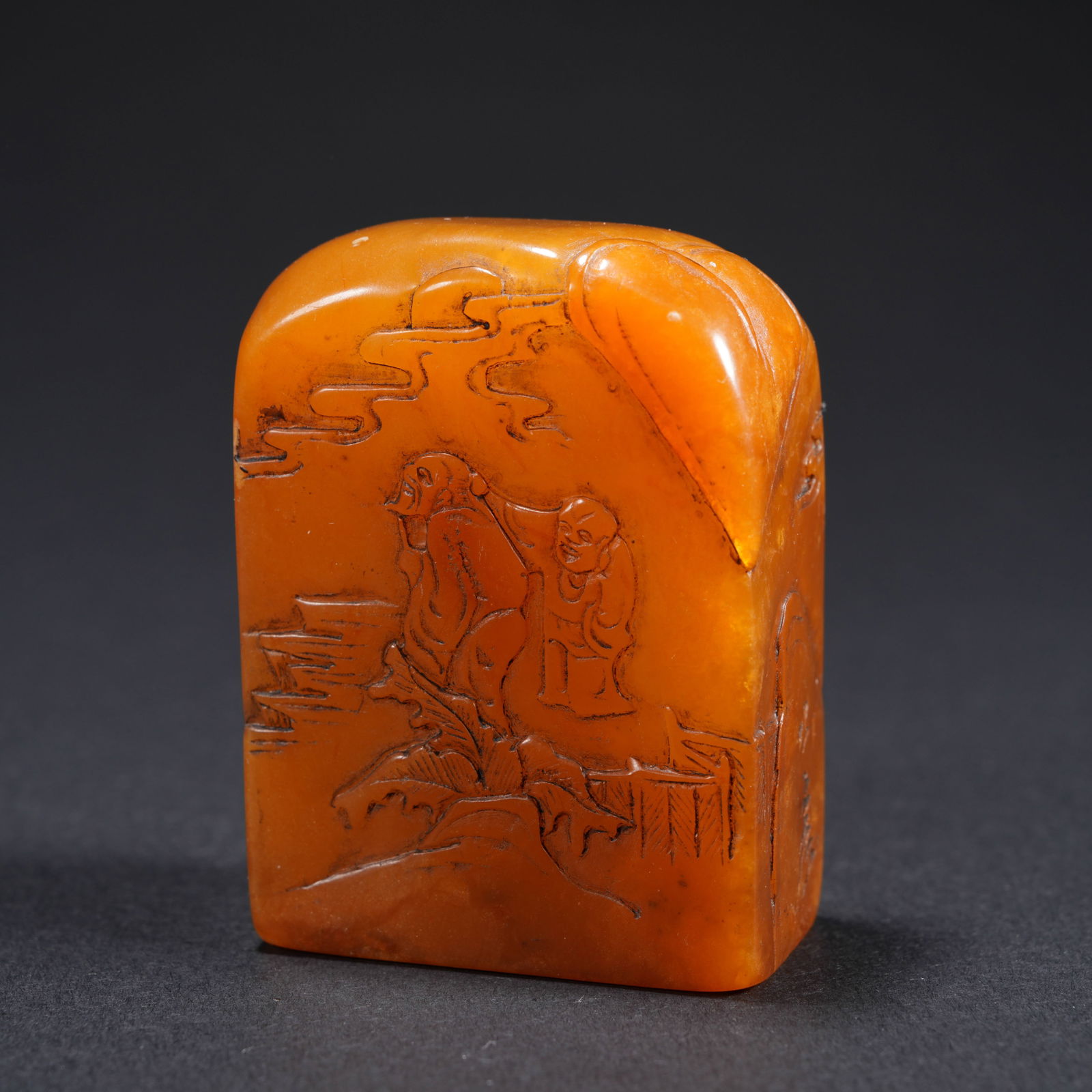 A SHOUSHAN TIANHUANG STONE CARVED SEAL WITH FIGURAL MOTIF (1 of 8)