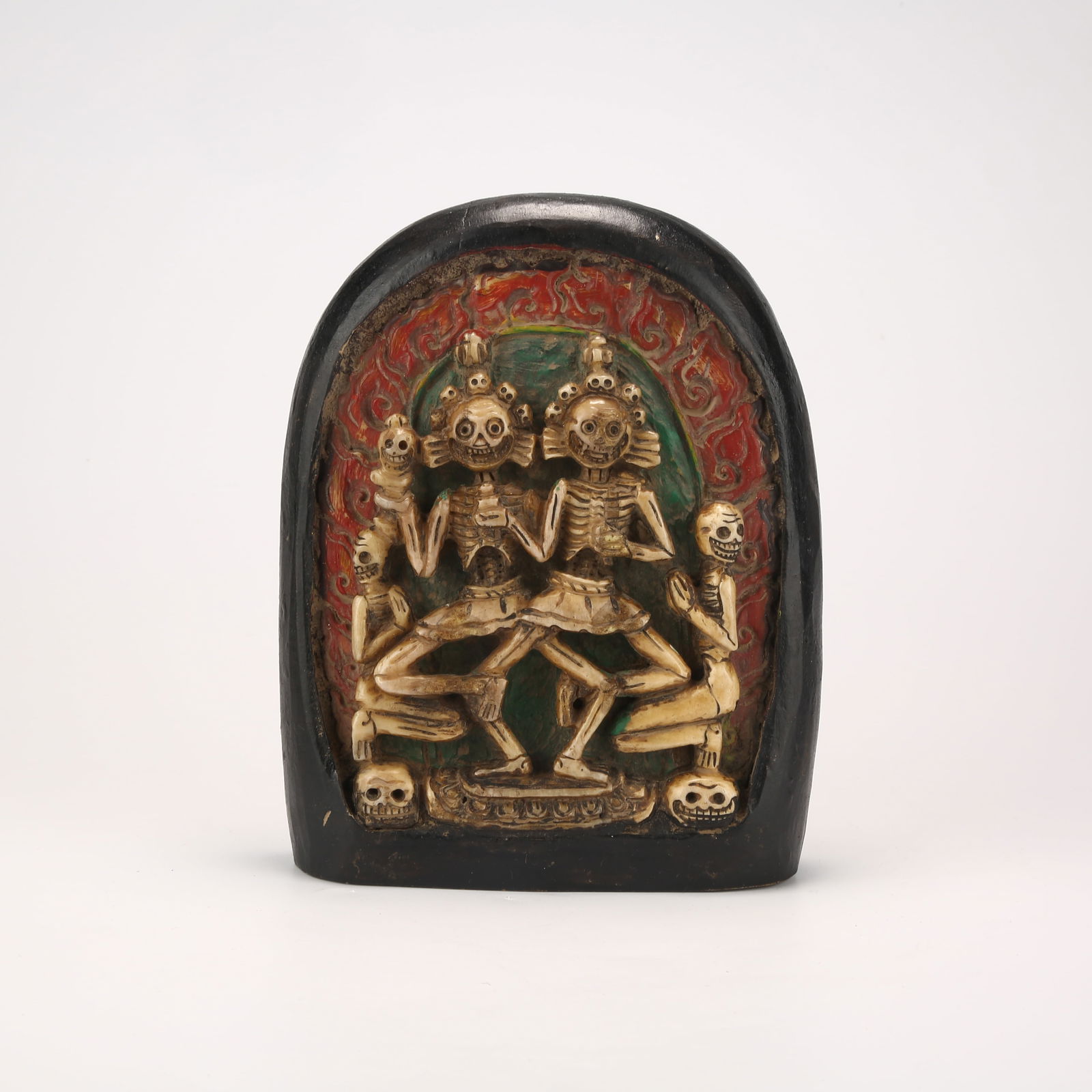 A CHITIPATI FIGURE IN ROSEWOOD WITH INLAID BONE CARVING: Chitipati Figure in Rosewood with Inlaid Bone Carving